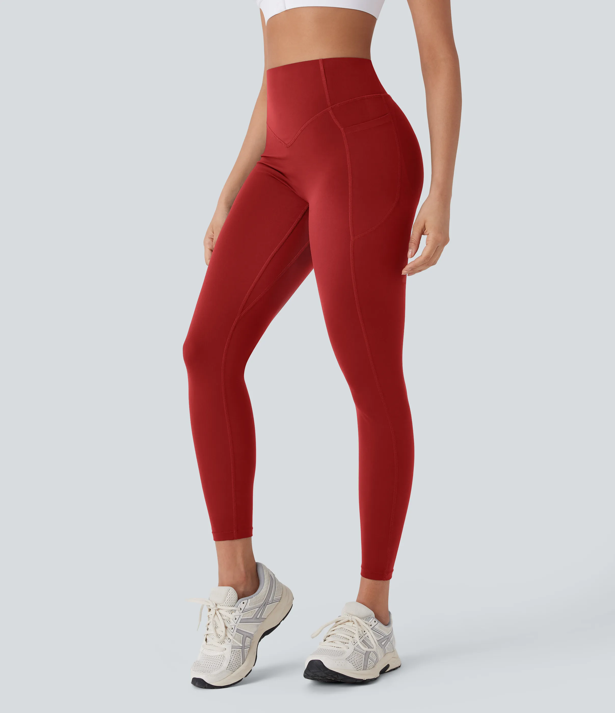 Halara Leggings Halara UltraSculpt™ SoCinched yoga moldeador tiro alto bolsillo lateral fruncido realce glúteo control abdomen - Aura Orange - L(7/8) sold by Halara product image thumbnail 4