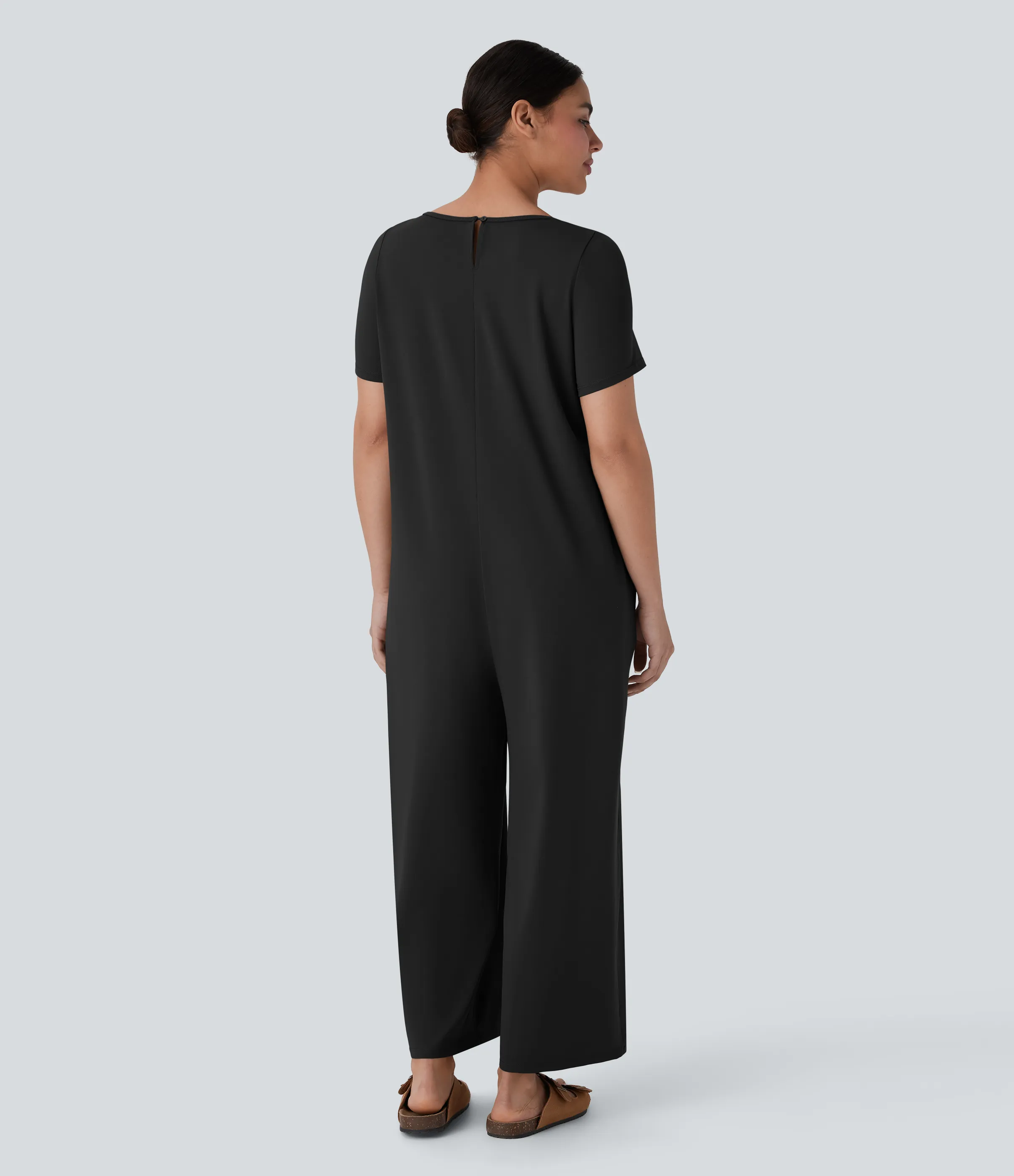 Halara Mono holgado cuello redondo botón posterior bolsillo lateral - Black - L(regular) sold by Halara product image thumbnail 3