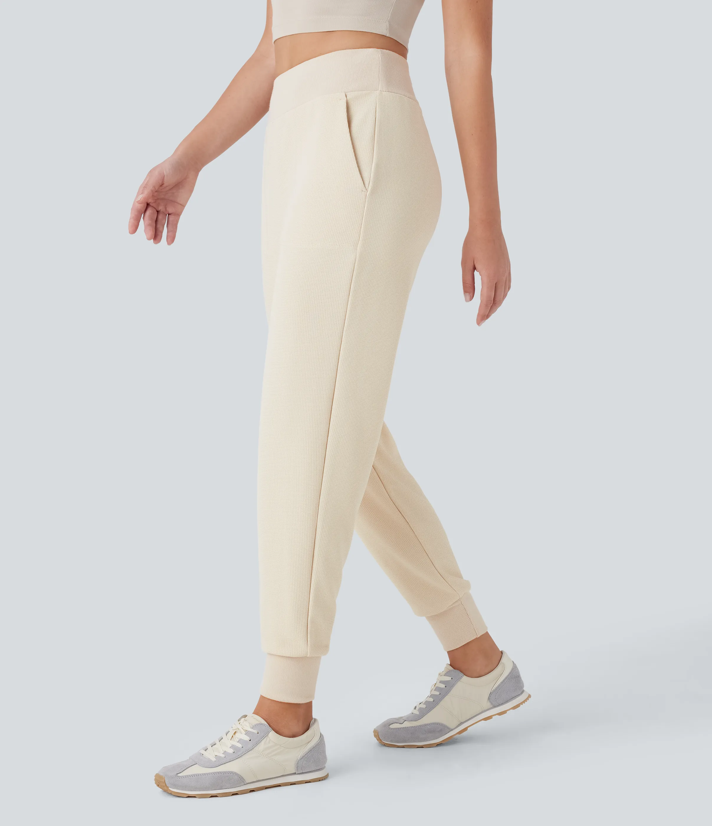 Halara Pantalón deportivo ajustado bolsillo lateral tiro alto - Eggnog - L(regular) sold by Halara product image thumbnail 4