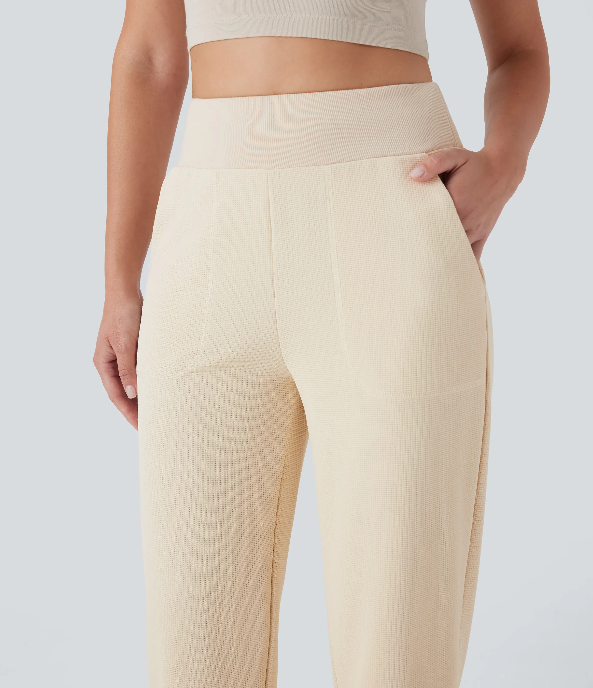 Halara Pantalón deportivo ajustado bolsillo lateral tiro alto - Eggnog - L(regular) sold by Halara product image thumbnail 5