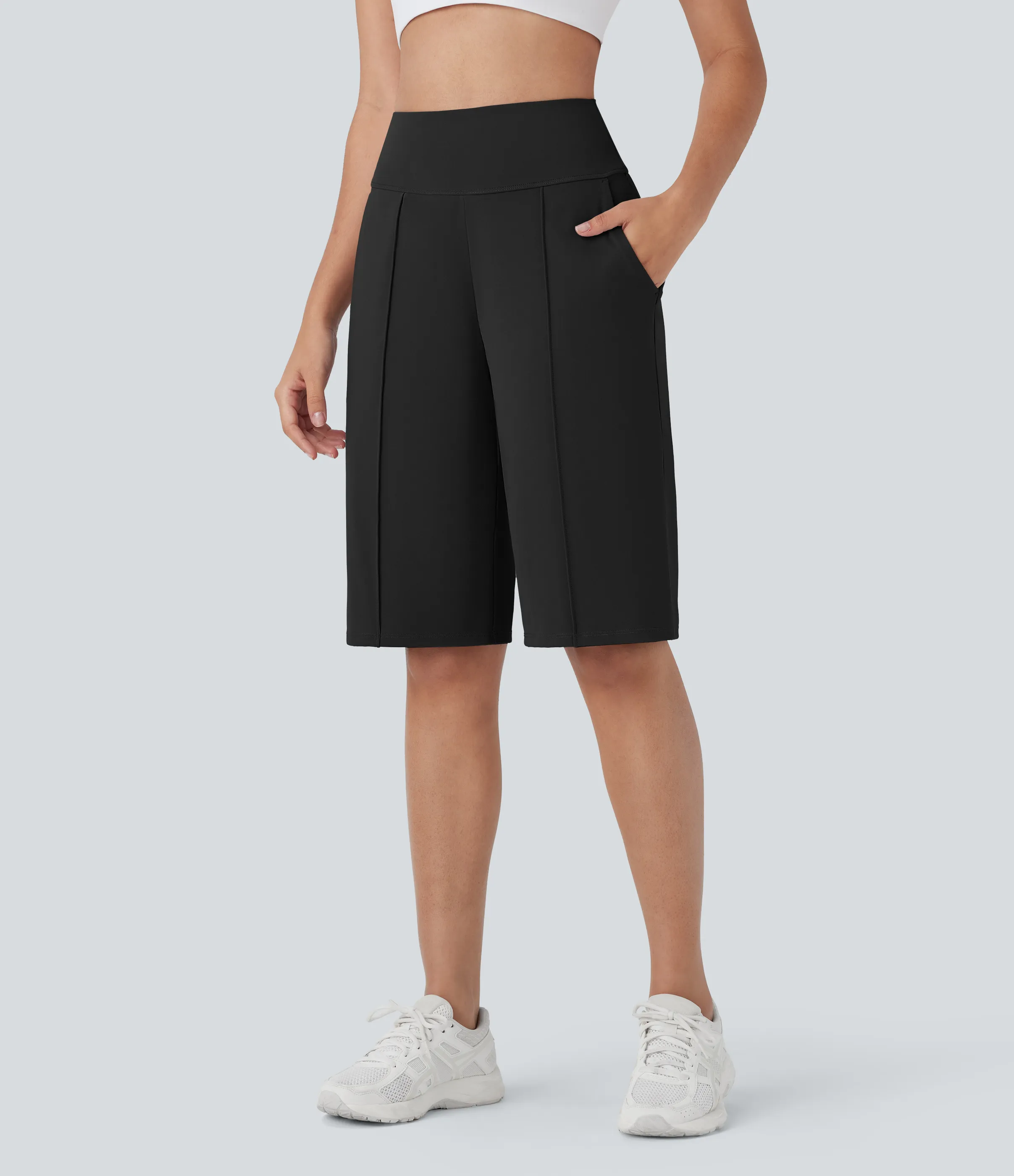 Halara Bermudas Softlyzero™ Airy entrenamiento tiro alto bolsillo lateral pierna recta tacto fresco - UPF 50+ - Black - XS sold by Halara product image thumbnail 4