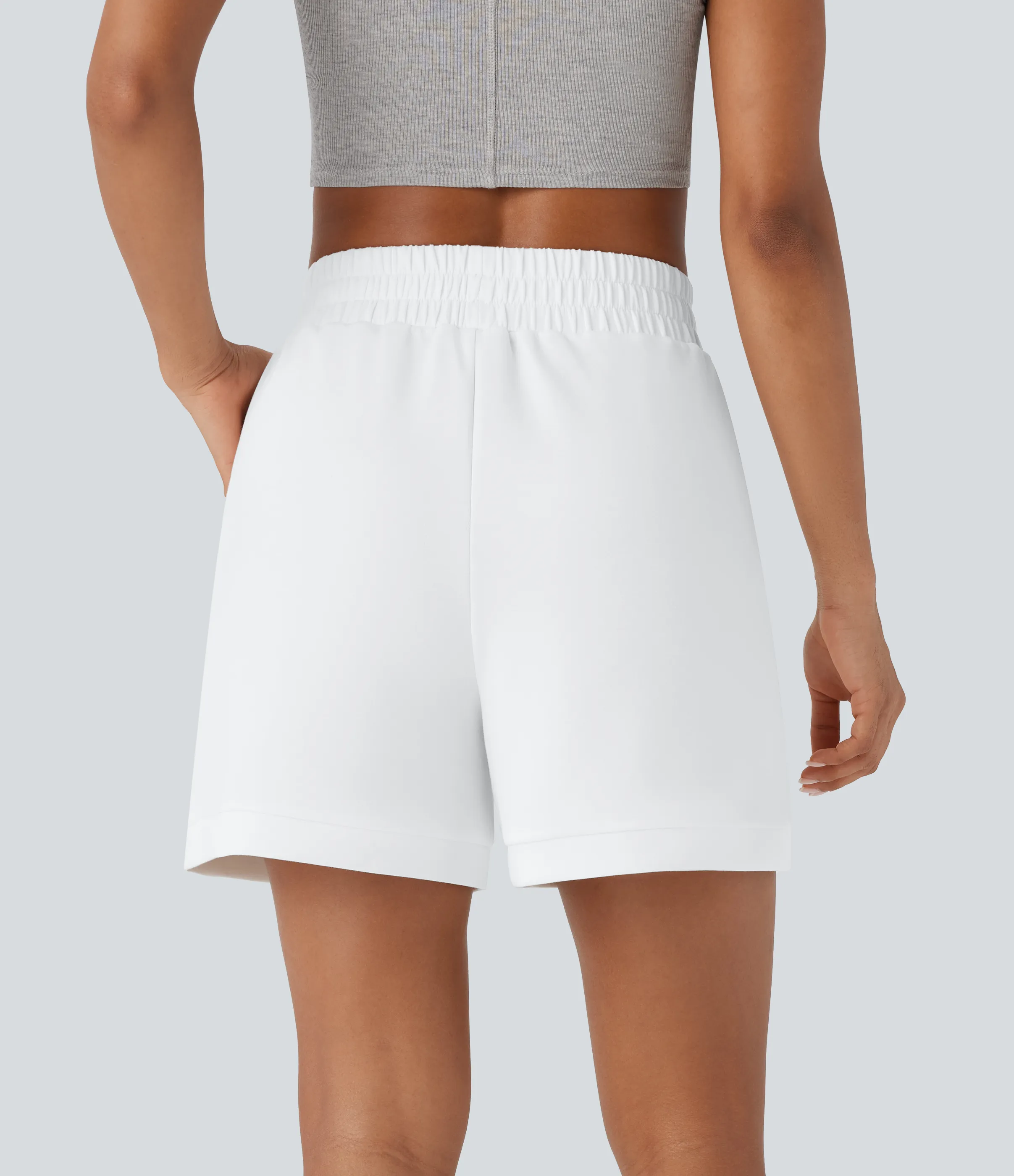 Halara Shorts de yoga anchos de tiro alto con cordón y bolsillos laterales - White - XS sold by Halara product image thumbnail 3
