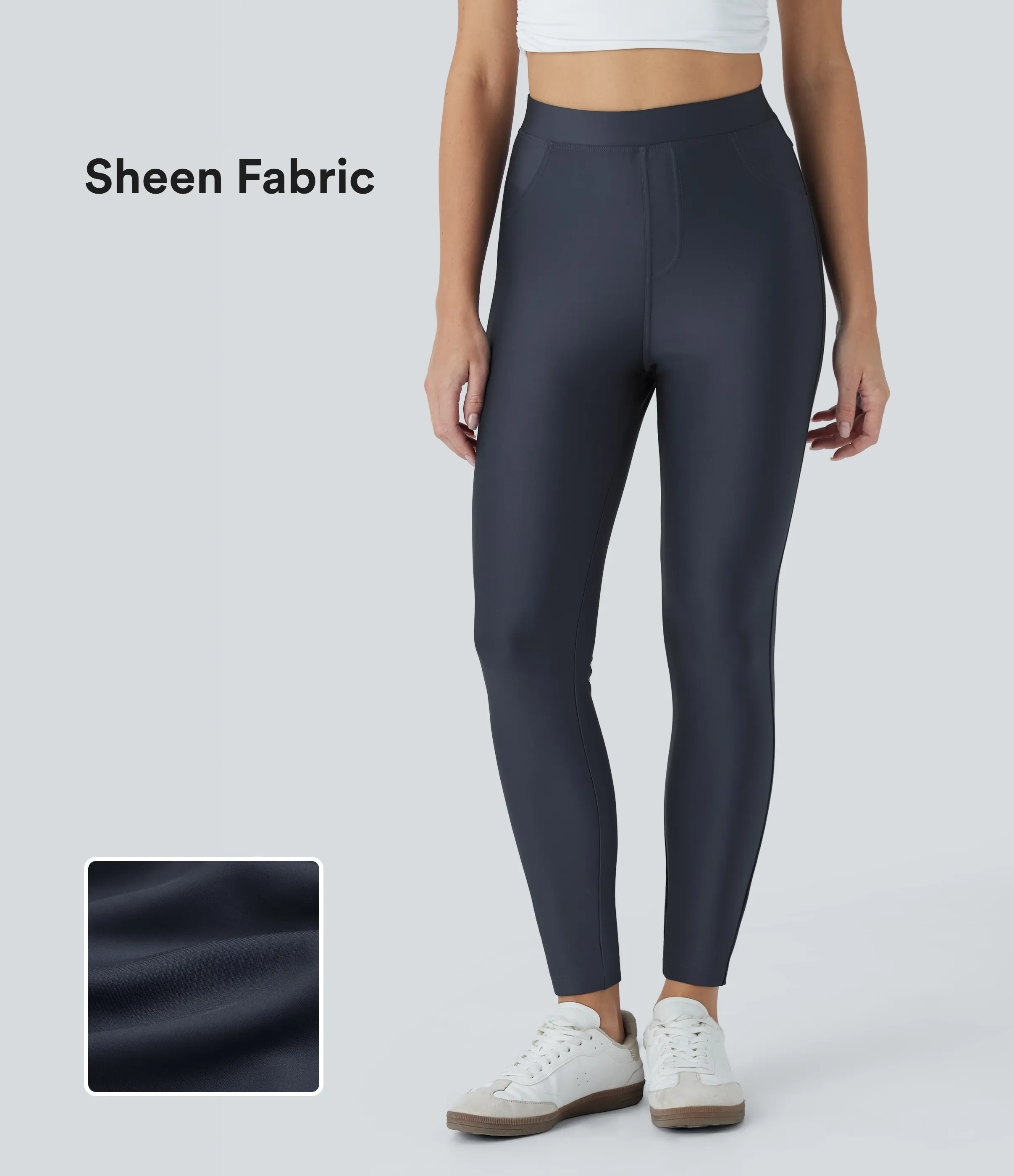 Halara Pantalones casuales ajustados de tiro alto con bolsillos - Blue Nights - XS(regular) sold by Halara