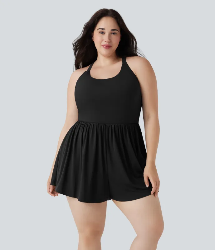 Halara Mono 2 en 1 talla grande sin espalda bolsillo - Edición Easy Peezy - Black - 3X sold by Halara