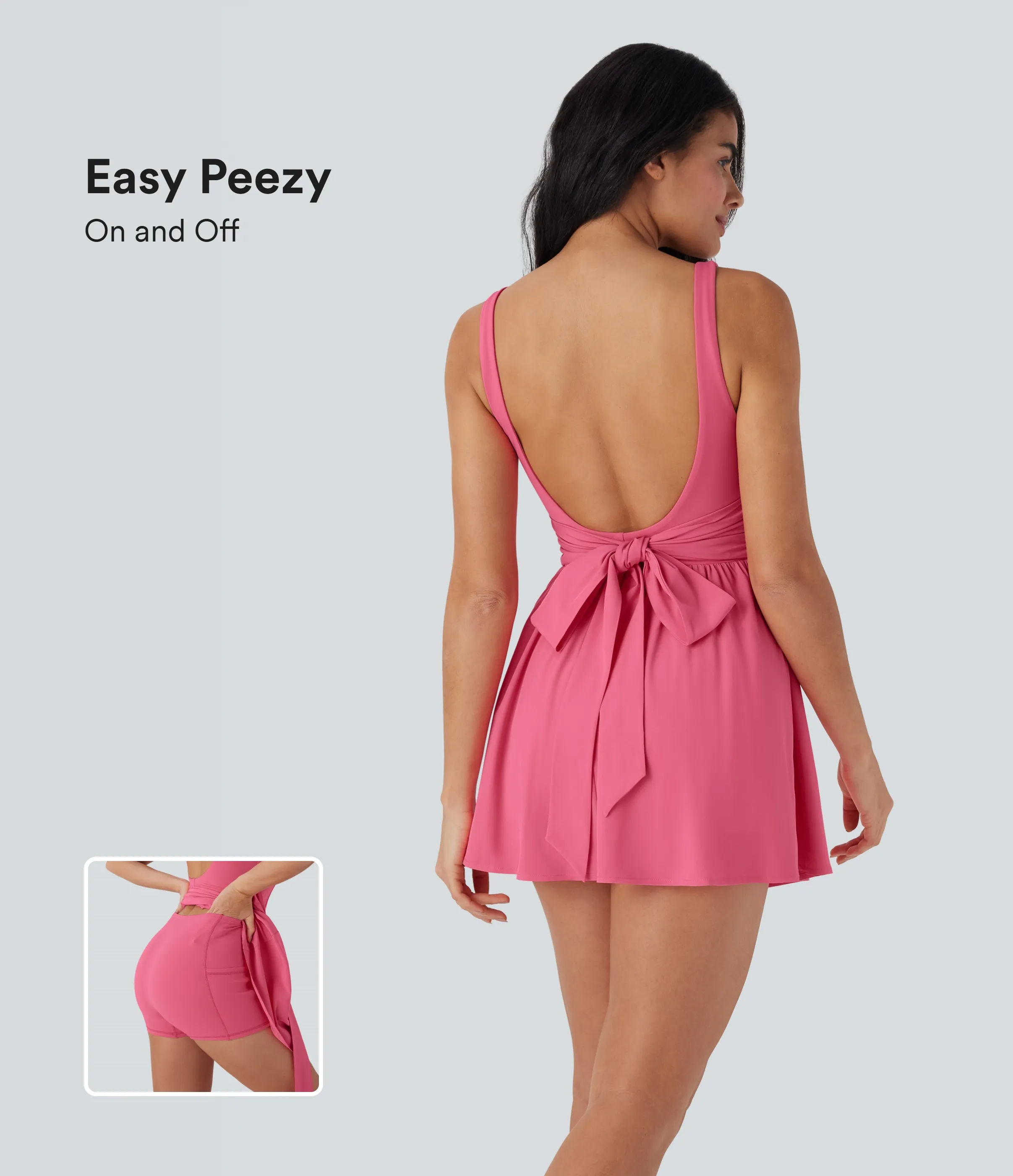 Halara Vestido corto deportivo 2 en 1 Breezeful™ de secado rápido con espalda descubierta y lazo con bolsillo lateral - Edición Easy Peezy - Pink Lemonade - XL sold by Halara product image thumbnail 2