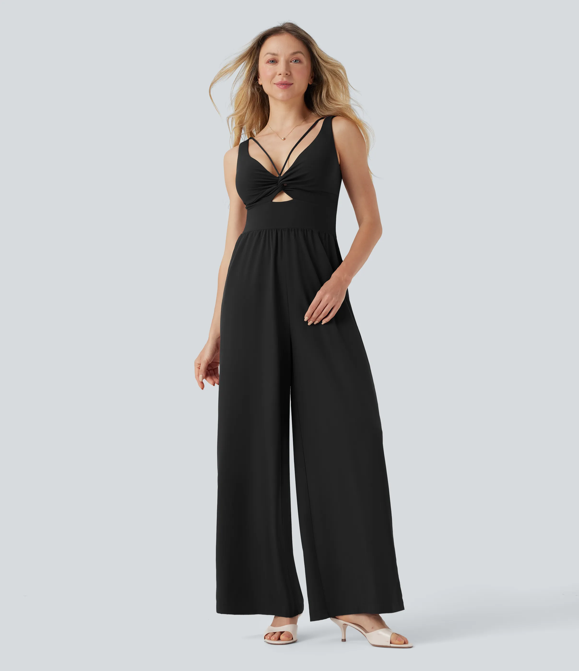 Halara Jumpsuit informal Breezeful™ sin mangas con espalda en U con secado rápido y bolsillos - Edición Easy Peezy - Black - L(regular) sold by Halara product image thumbnail 2