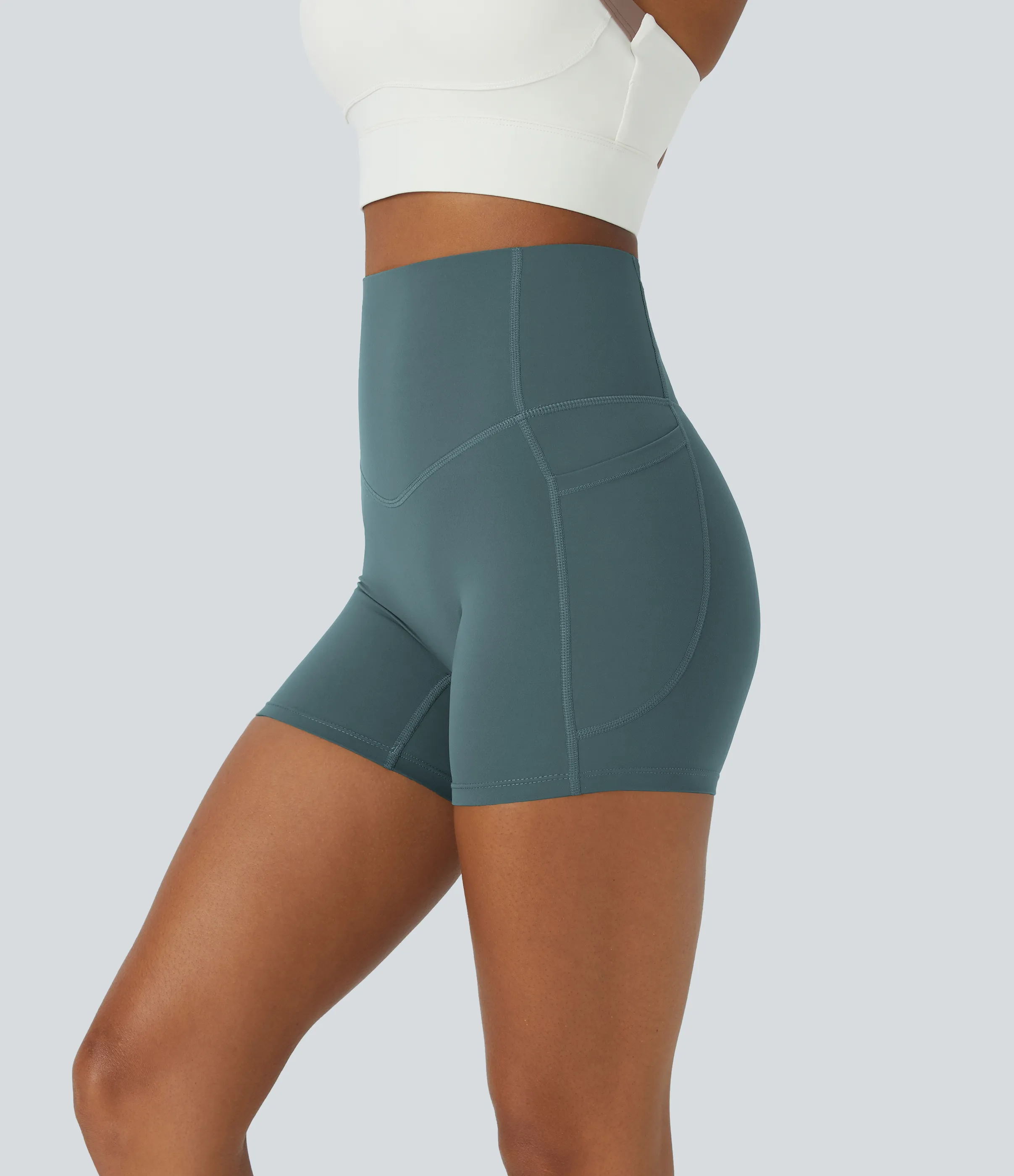 Halara Shorts de ciclista UltraSculpt™ moldeadores de abdomen de tiro alto y bolsillos laterales 12.5cm - North Atlantic - L sold by Halara product image thumbnail 2