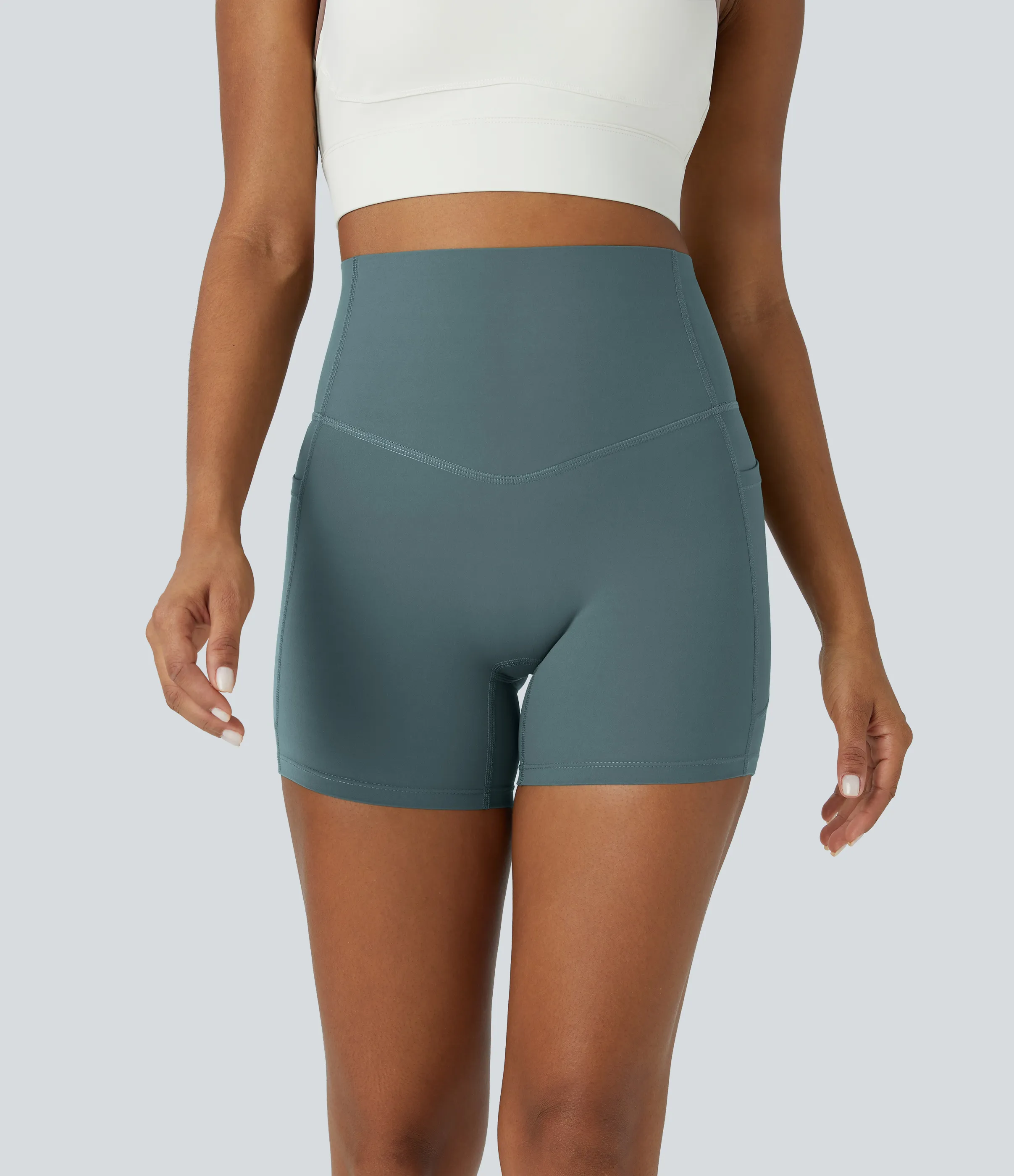 Halara Shorts de ciclista UltraSculpt™ moldeadores de abdomen de tiro alto y bolsillos laterales 12.5cm - North Atlantic - L sold by Halara product image thumbnail 4