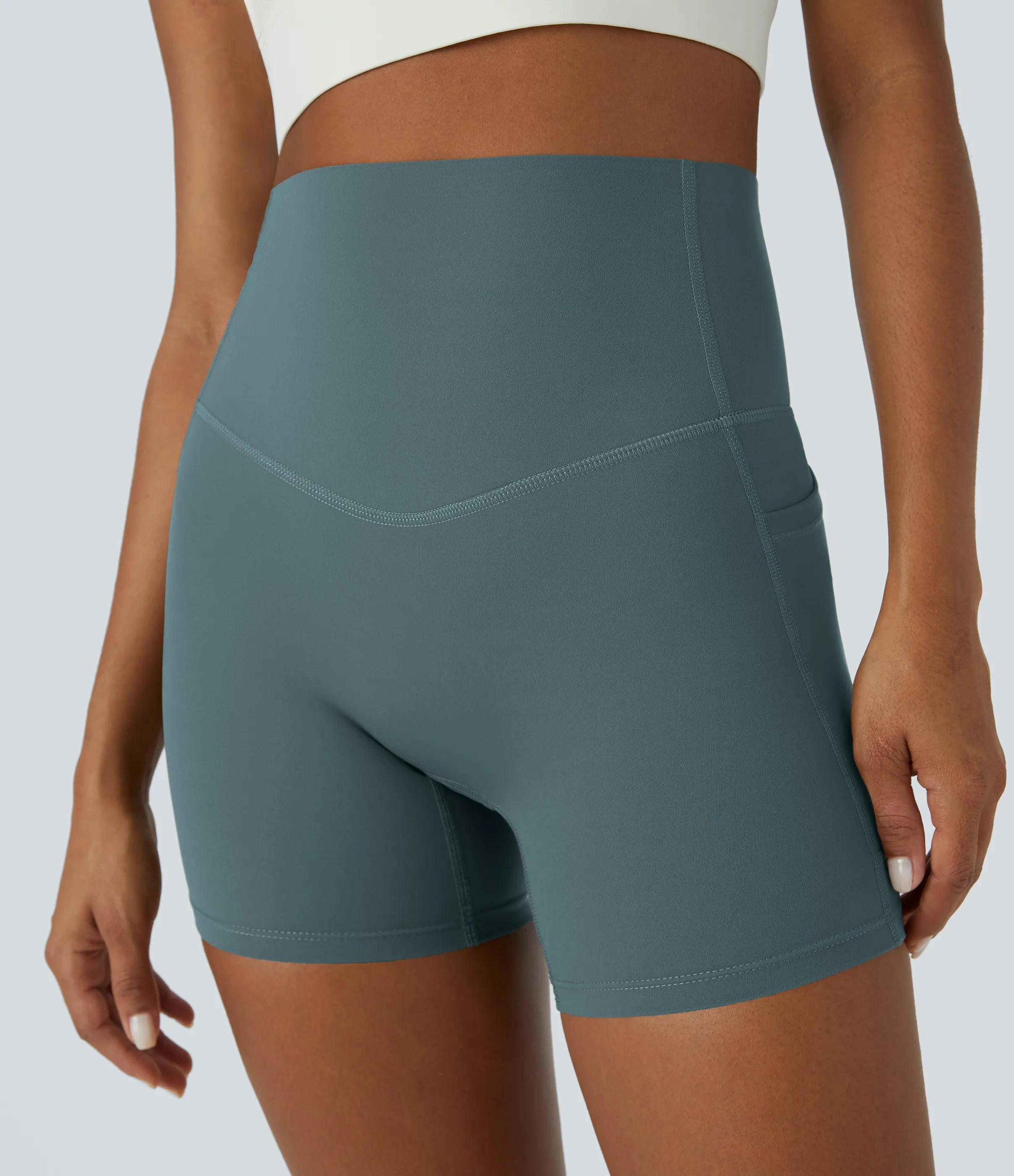 Halara Shorts de ciclista UltraSculpt™ moldeadores de abdomen de tiro alto y bolsillos laterales 12.5cm - North Atlantic - L sold by Halara product image thumbnail 5
