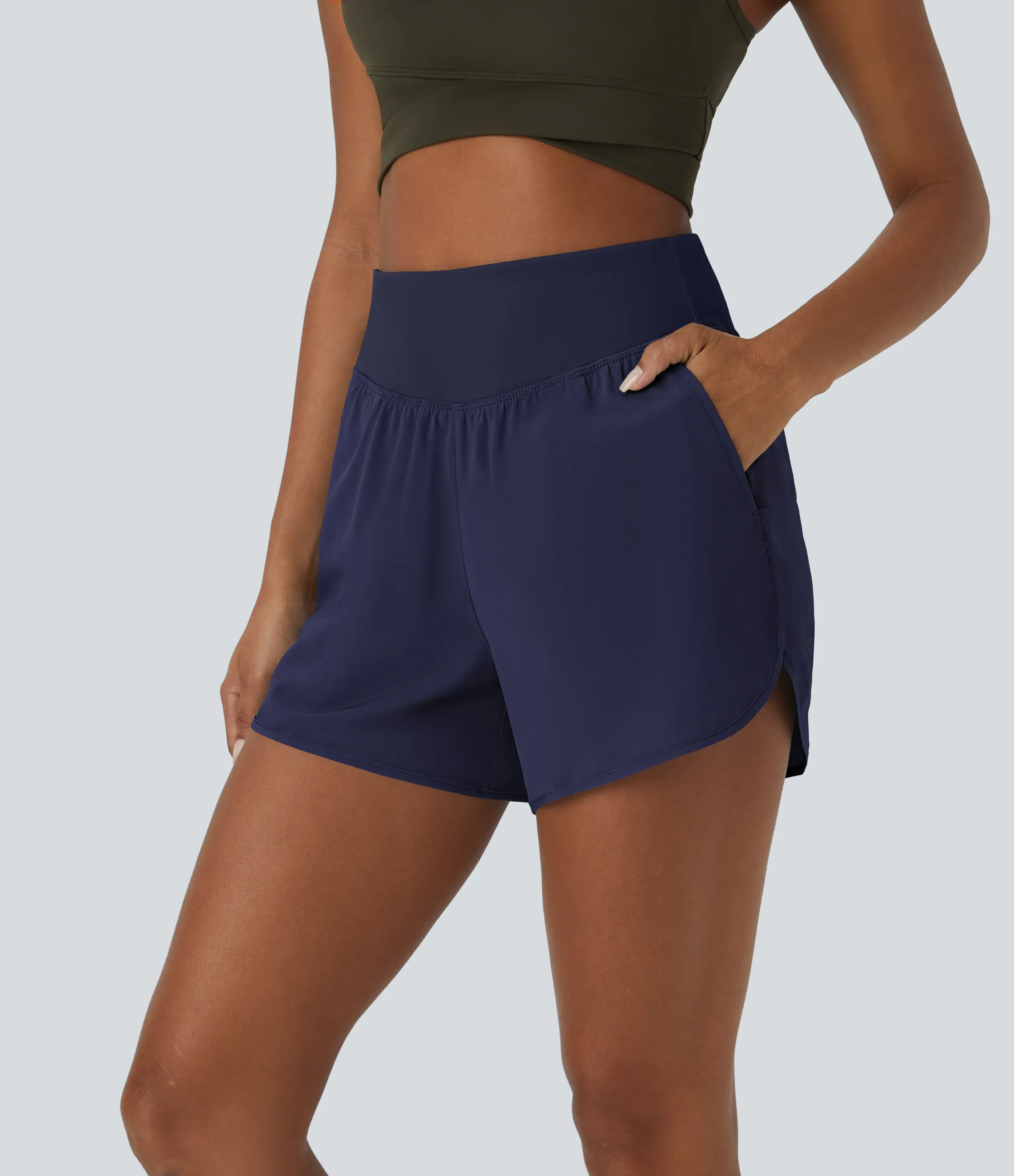 Halara Pantalón corto Breezeful™ secado rápido bolsillo lateral tiro alto 10cm - Black Diamond Blue - L sold by Halara product image thumbnail 4