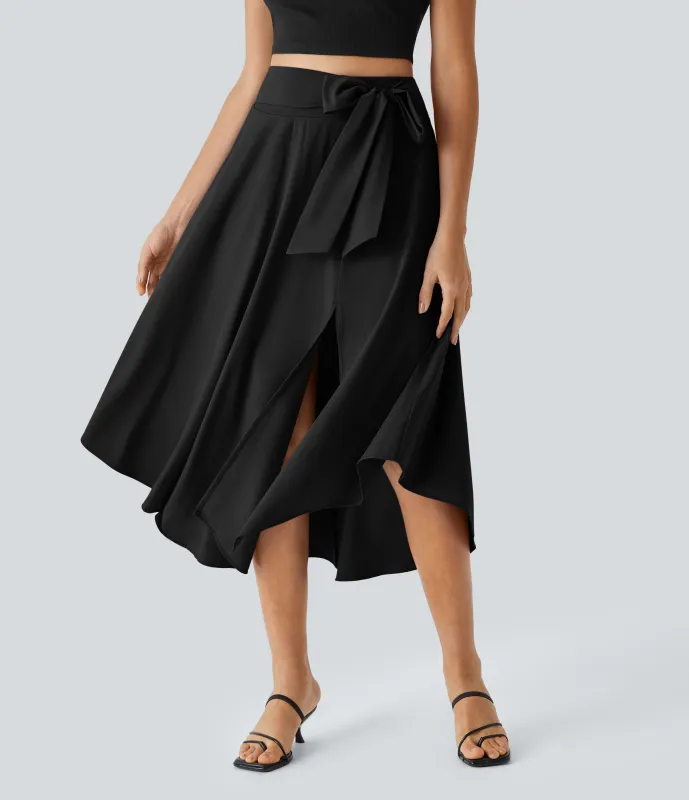 Halara Falda casual midi fluida Breezeful™ 2 en 1 con abertura lateral y tiro alto de secado rápido - Black - XL(regular) sold by Halara