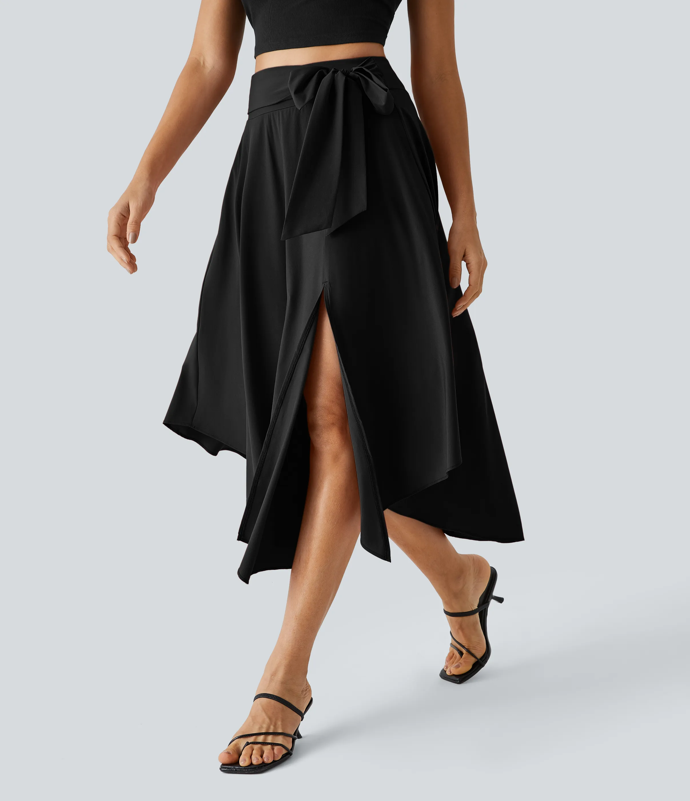Halara Falda casual midi fluida Breezeful™ 2 en 1 con abertura lateral y tiro alto de secado rápido - Black - XL(regular) sold by Halara product image thumbnail 4