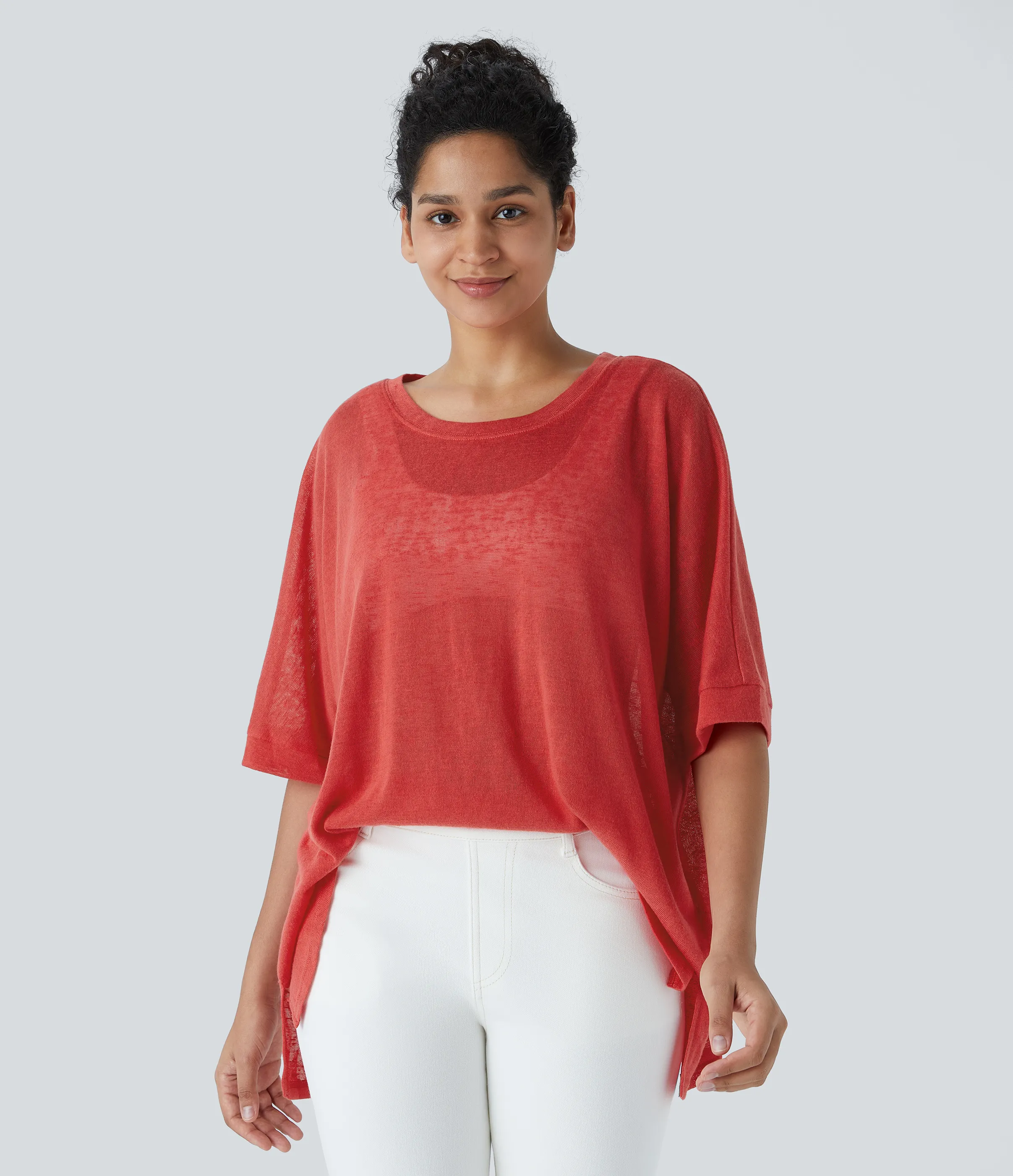 Halara Top extragrande transparente dobladillo dividido asimétrico - Rubicondo - XS sold by Halara product image thumbnail 5