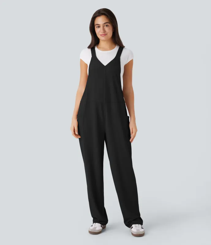 Halara Overol cuello V bolsillo lateral diseño gofre - Black - S(regular) made by Halara