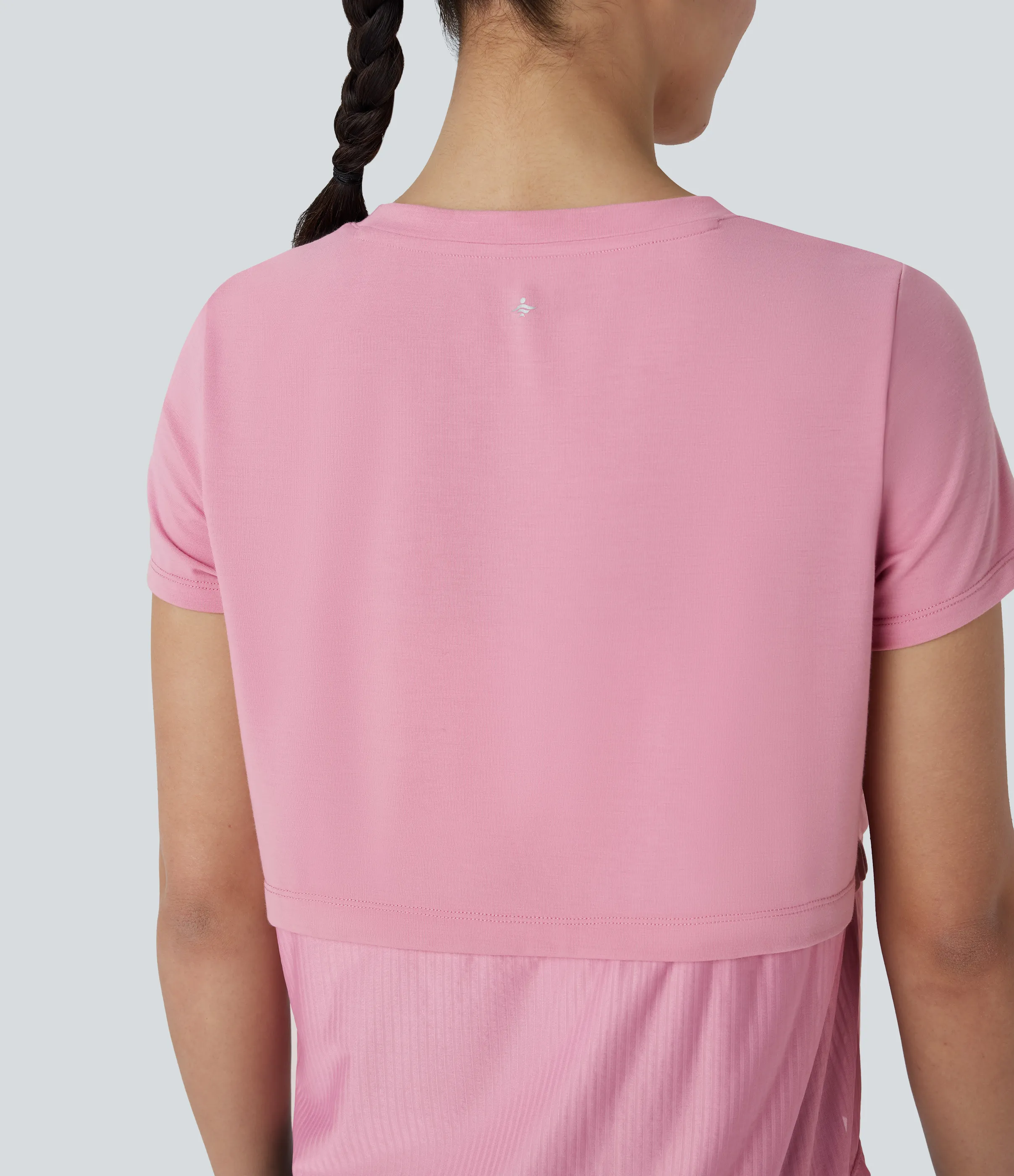 Halara Camiseta deportiva correr secado rápido cuello redondo manga corta parches - Soft Berry - XS sold by Halara product image thumbnail 5