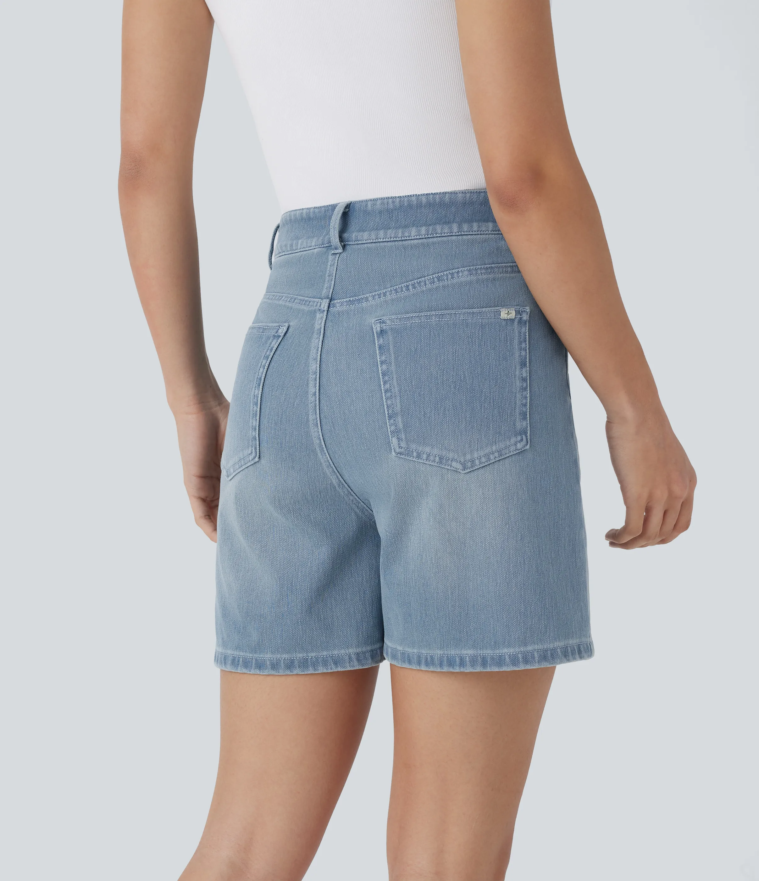 Halara Pantalón corto Halara Flex™ Denim mezclilla elástico lavado múltiple bolsillo cordón tiro medio - Blue Spruce Denim - XS(regular) sold by Halara product image thumbnail 3