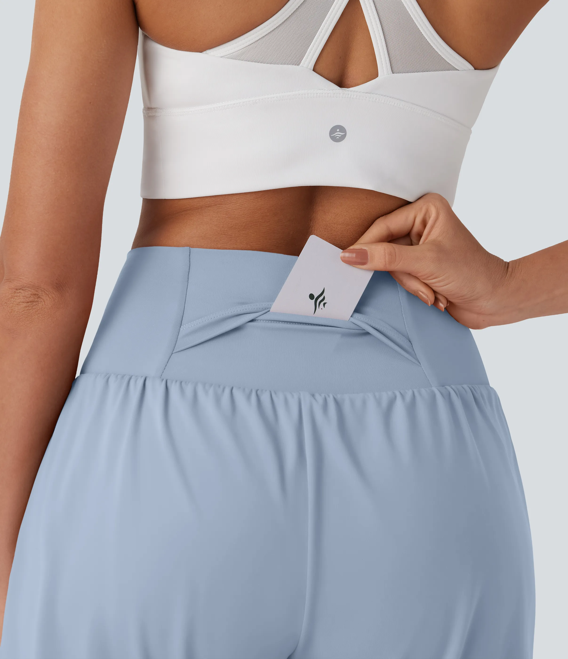 Halara Pantalones cortos de yoga Softlyzero™ Airy 2 en 1 de 17.5cm de tiro alto con tacto fresco y bolsillos - Skyway - XS sold by Halara product image thumbnail 5