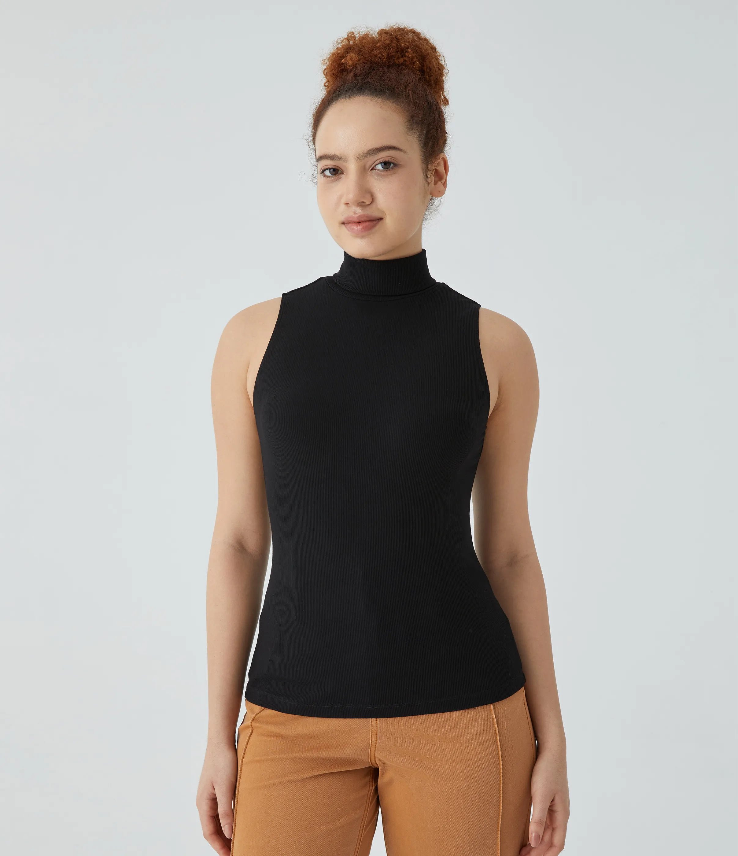 Halara Camiseta sin mangas cuello alto acanalado - Black - L sold by Halara product image thumbnail 5