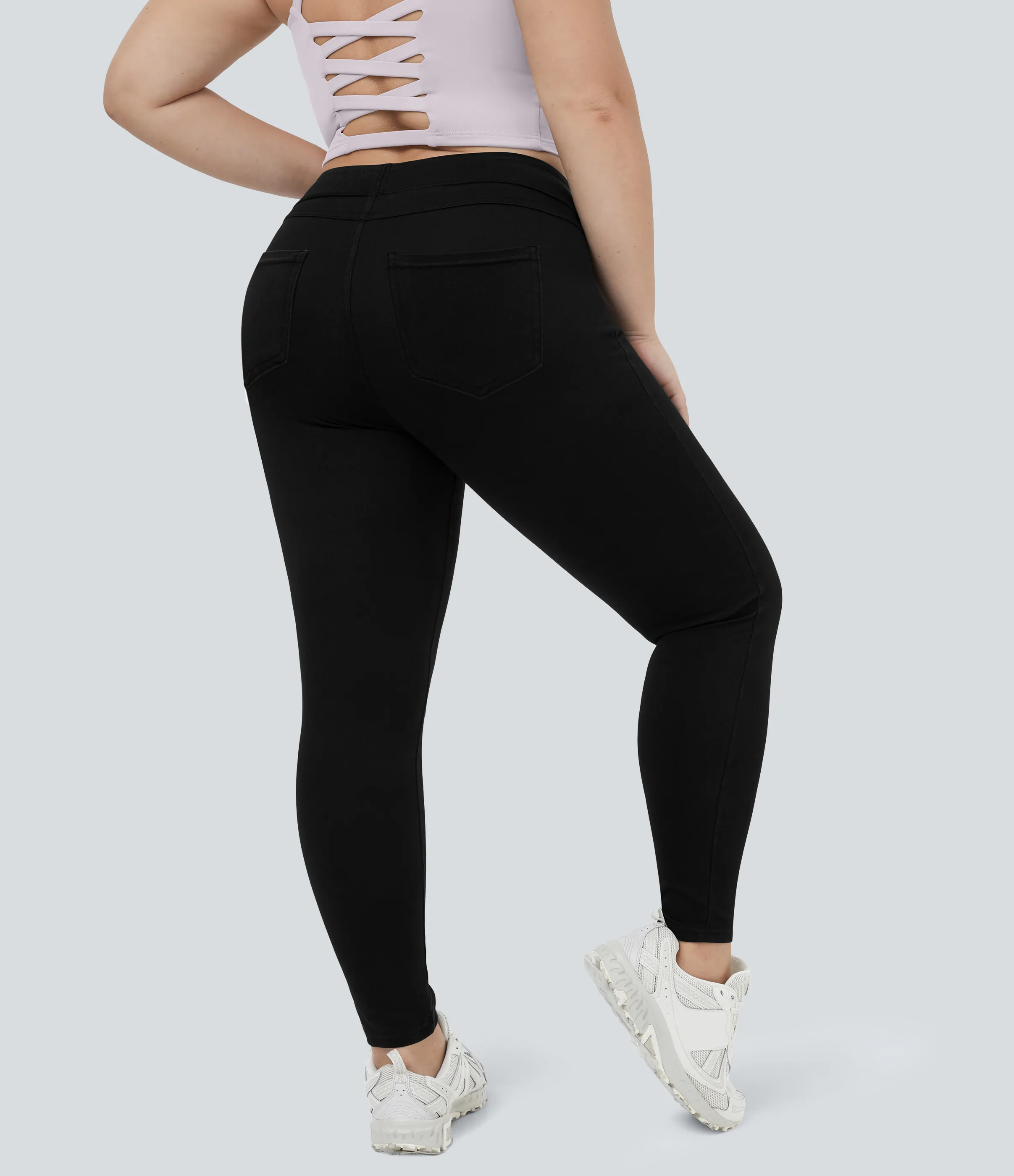Halara Leggings Halara Flex™ Denim elásticos de talla grande con tiro alto y bolsillos traseros - Black Denim - 4X sold by Halara product image thumbnail 2