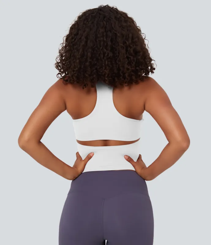 Halara Camiseta sin manga Softlyzero™ Plush yoga recortada espalda cruzada cuello U - White - L sold by Halara