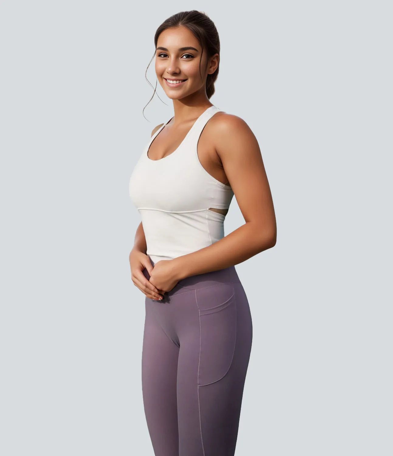 Halara Camiseta sin manga Softlyzero™ Plush yoga recortada espalda cruzada cuello U - White - L sold by Halara product image thumbnail 5