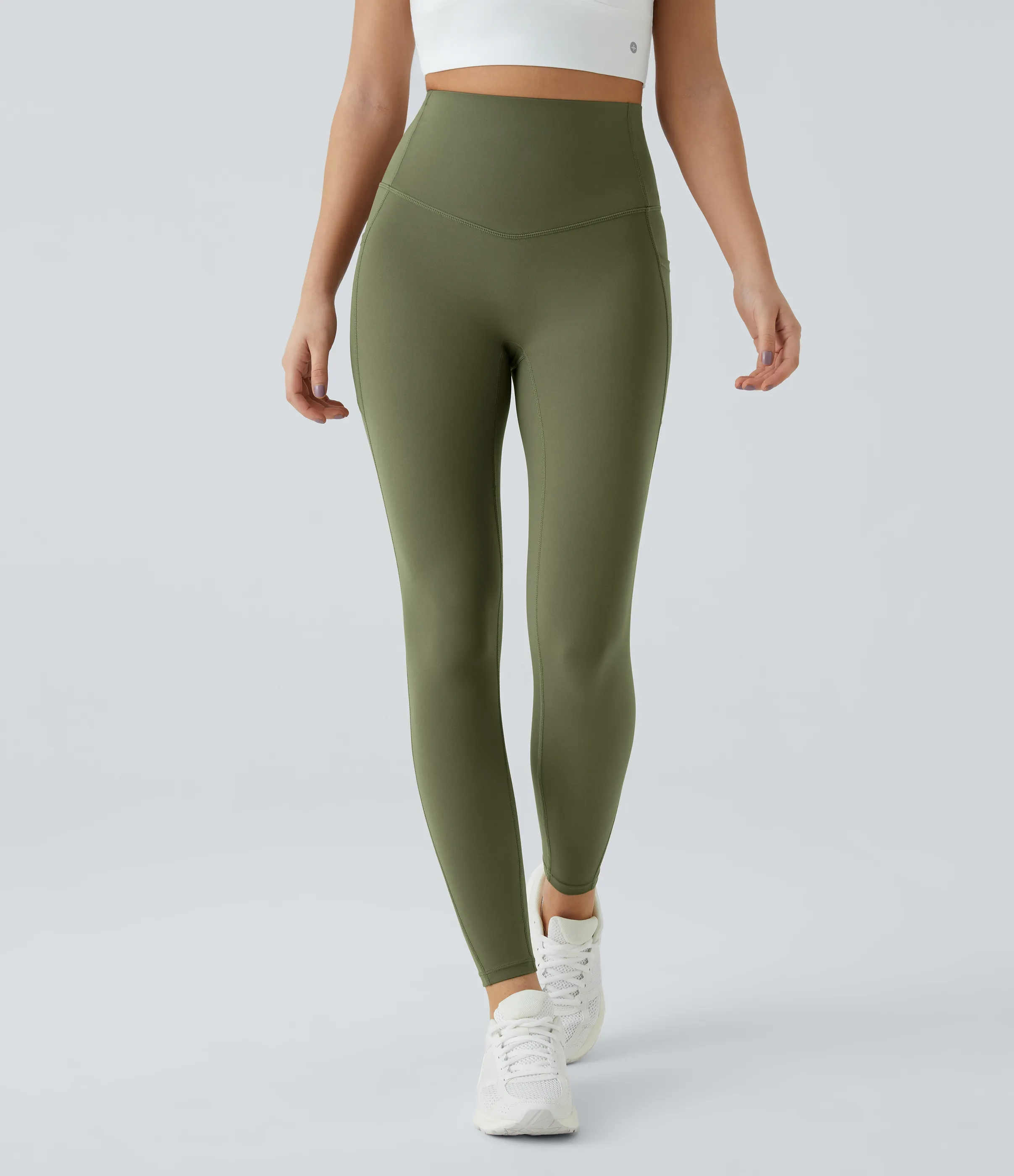 Halara Leggings SoCinched UltraSculpt entrenamiento control abdomen bolsillo lateral tiro alto - Grass Grey Green - M(full_length) sold by Halara product image thumbnail 3