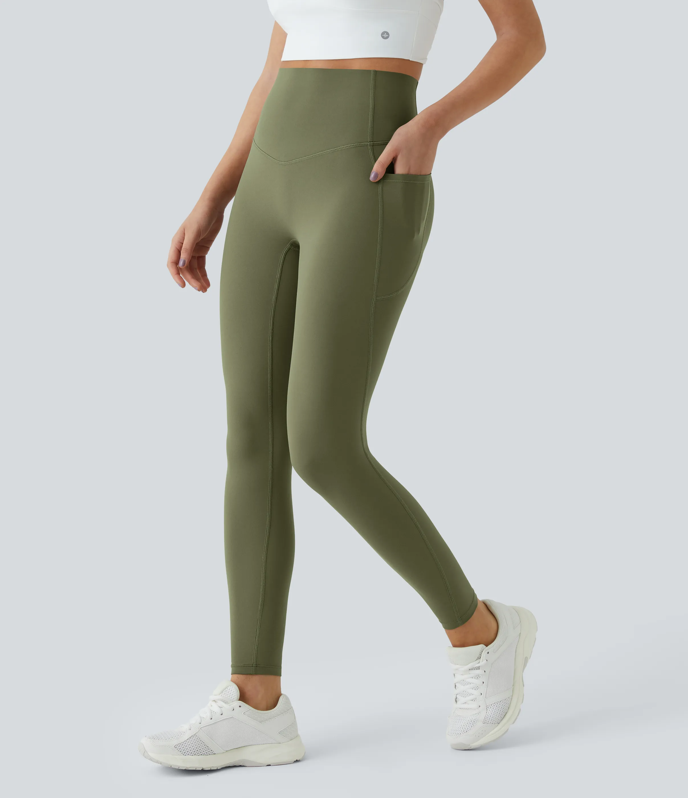 Halara Leggings SoCinched UltraSculpt entrenamiento control abdomen bolsillo lateral tiro alto - Grass Grey Green - M(full_length) sold by Halara product image thumbnail 5