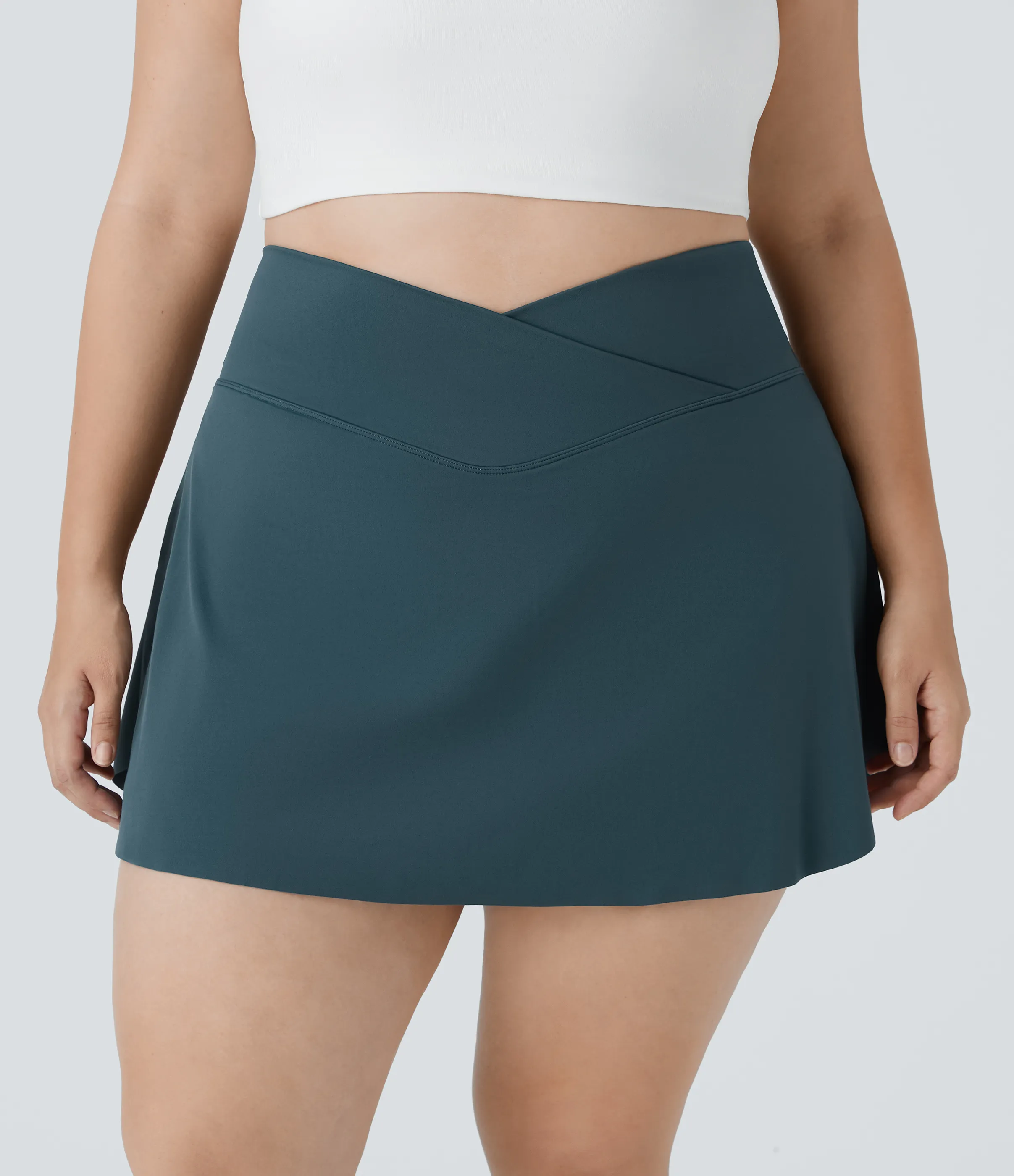 Halara Falda Softlyzero™ Airy tenis talla grande 2 en 1 tacto fresco bolsillo lateral cruzado Everyday-Lucid - Ink Green - 1X sold by Halara product image thumbnail 4