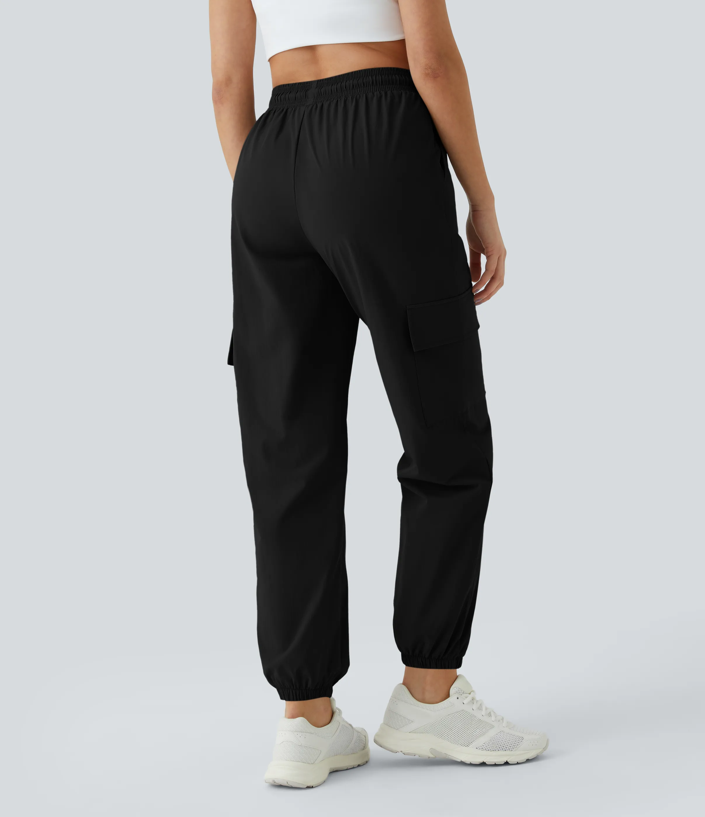 Halara Joggers cargo bolsillo lateral cordón tiro medio - Black - S sold by Halara
