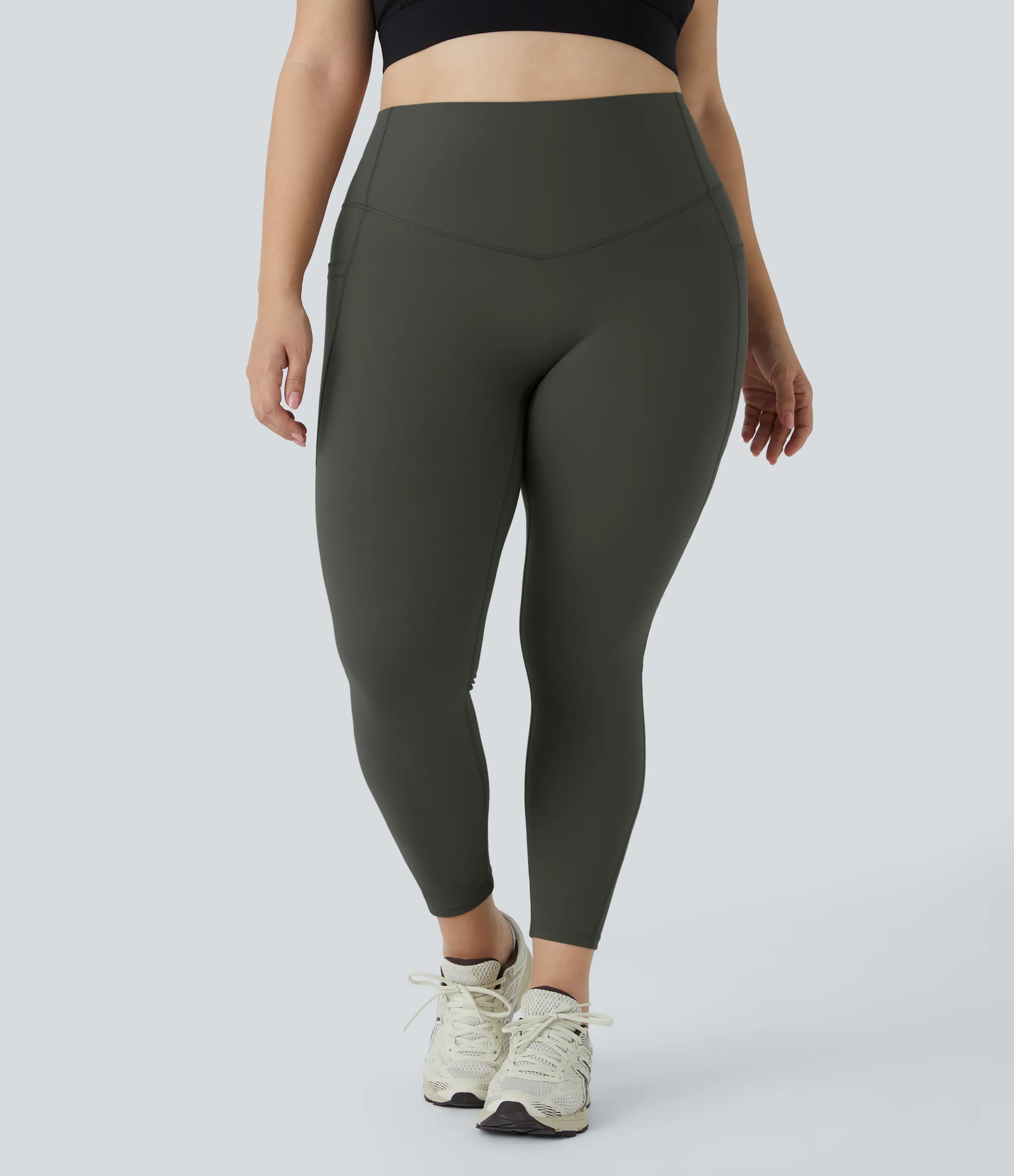 Halara Leggings SoCinched talla grande entrenamiento bolsillo lateral moldeador abdomen tiro alto - Deep Woodland Green - 1X(7/8) sold by Halara product image thumbnail 4