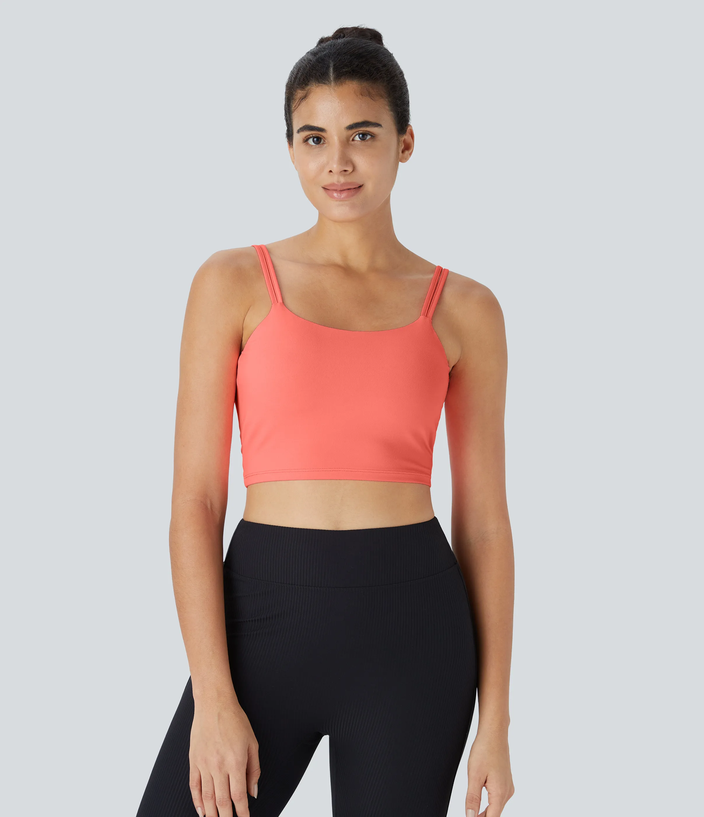 Halara Top corto de yoga con tirantes dobles, espalda cruzada y retorcida en copas D-F - Fusion Coral - XL sold by Halara product image thumbnail 3