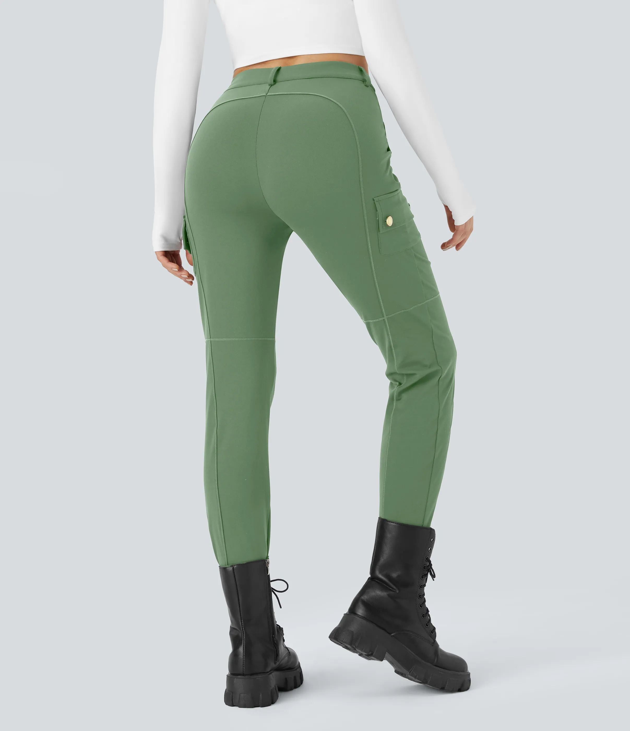 Halara Pantalón cargo ajustado tiro alto múltiple bolsillo cremallera botón - Kashmir - S(regular) sold by Halara product image thumbnail 4