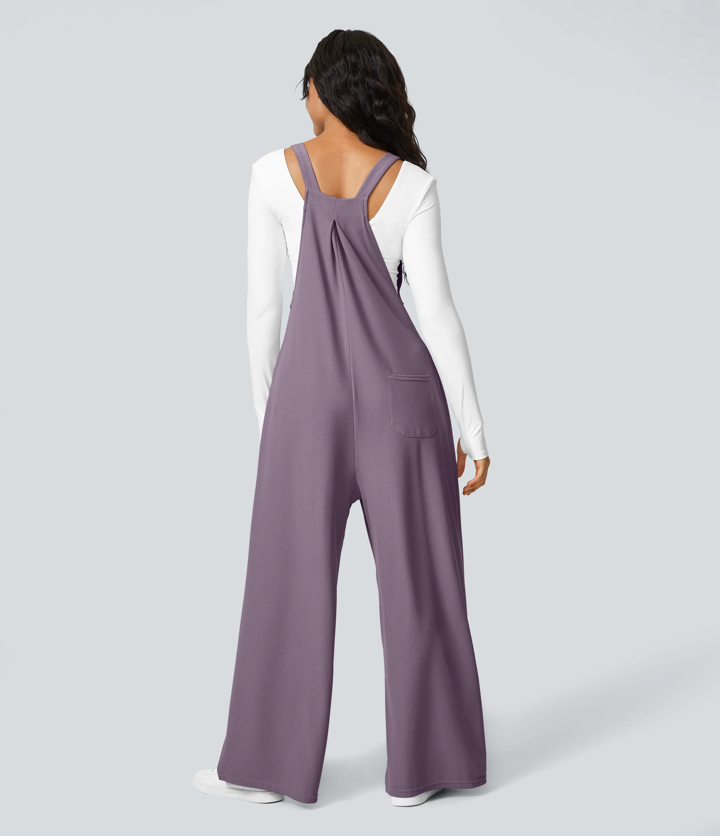 Halara Overol botón correa ajustable bolsillo múltiple gofre plisado - Hibiscus Purple - L(regular) sold by Halara product image thumbnail 4