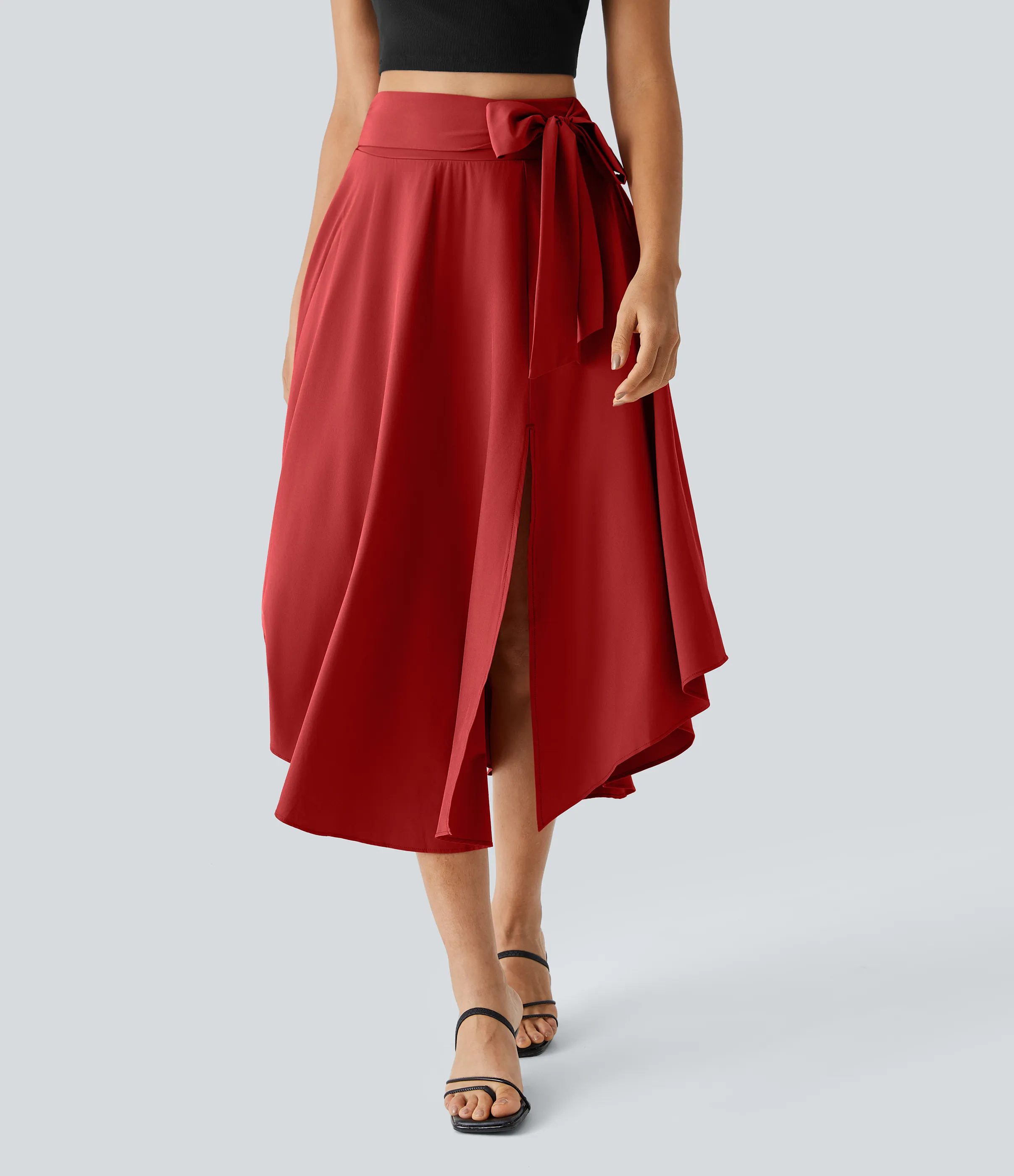 Halara Falda casual midi fluida Breezeful™ 2 en 1 con abertura lateral y tiro alto de secado rápido - Pompeian Red - M(regular) sold by Halara product image thumbnail 5