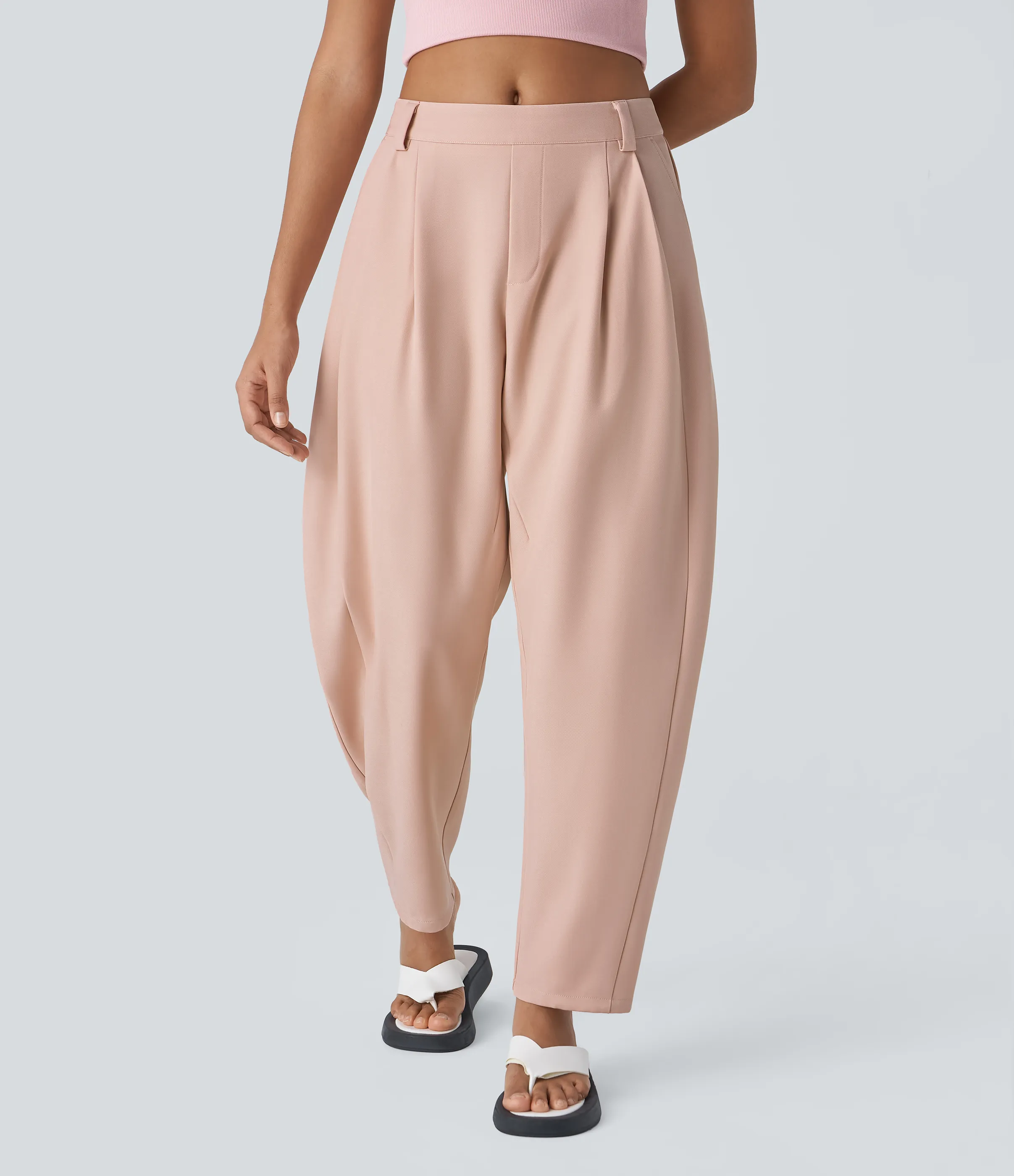 Halara Pantalón oficina pierna barril bolsillo lateral plisado tiro medio - Frosty Grapefruit Orange - XL(petite) sold by Halara product image thumbnail 2