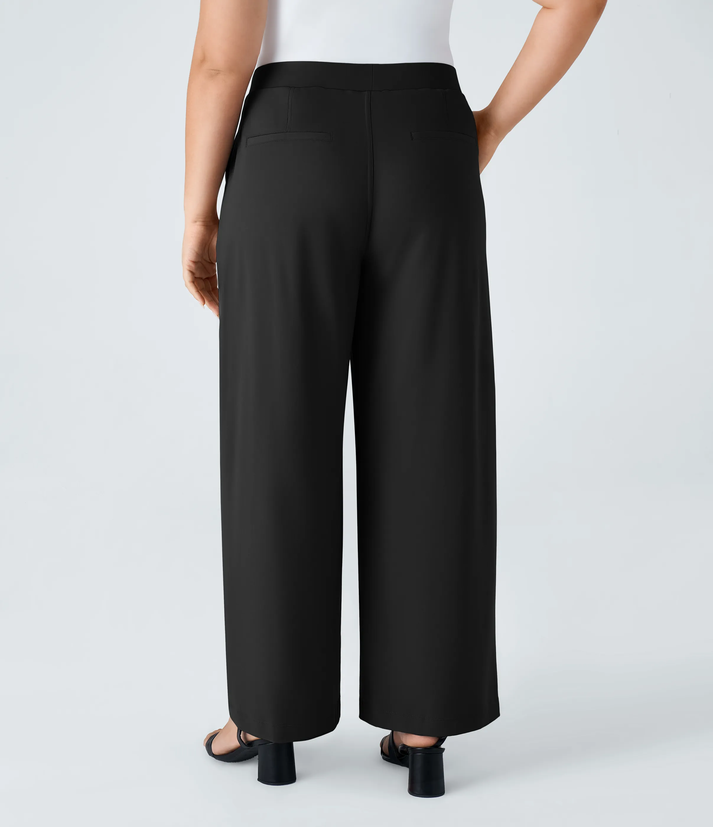 Halara Pantalón oficina tiro alto recto bolsillo lateral pinzas talla grande - Black - 2X(regular) sold by Halara product image thumbnail 3