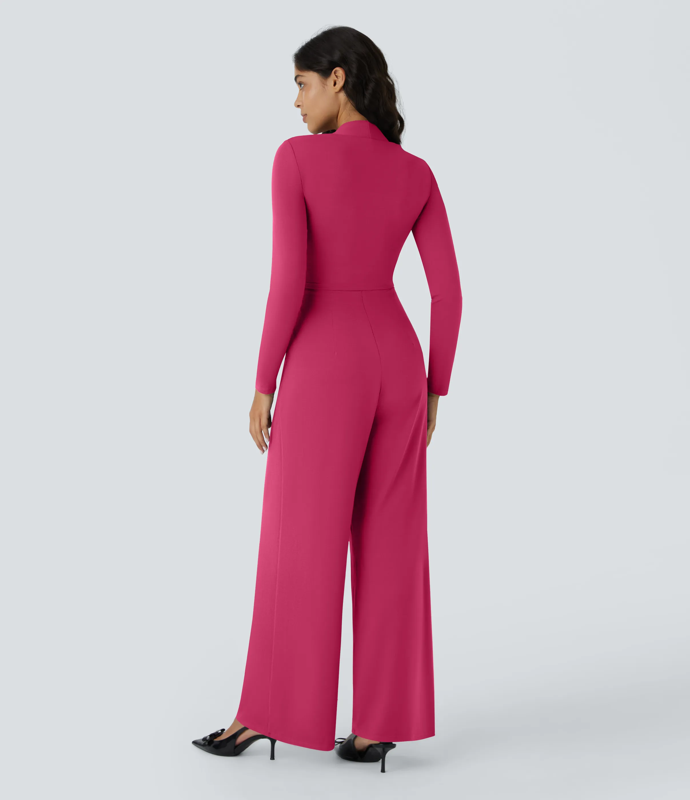 Halara Mono dama honor invitada boda manga larga bolsillo lateral cremallera invisible pierna ancha - Easy Peezy - Innuendo - L(regular) sold by Halara product image thumbnail 3