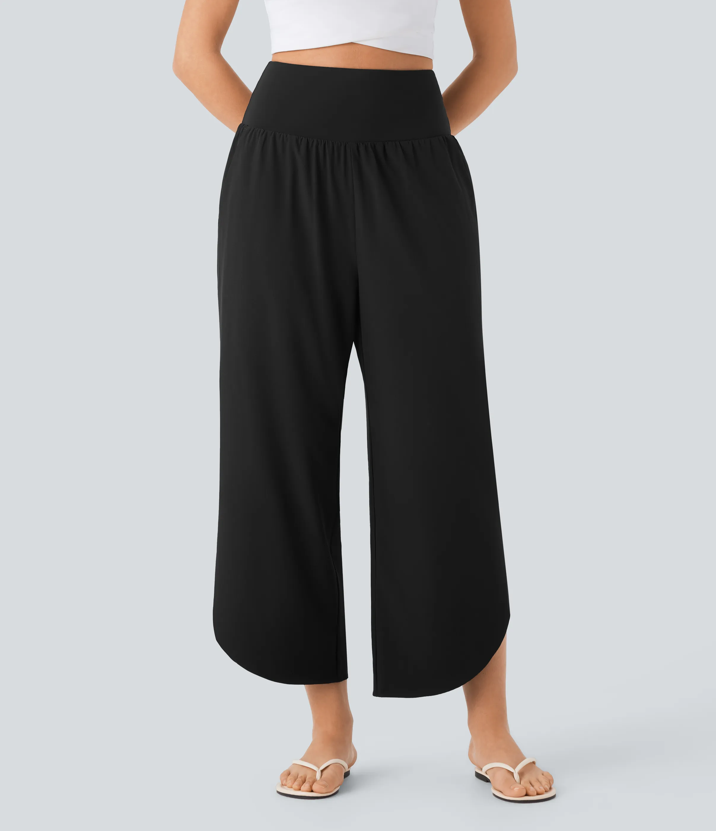Halara Pantalón SoCinched resort secado rápido dobladillo dividido bolsillo lateral control abdomen tiro alto - Black - M(regular) sold by Halara product image thumbnail 4
