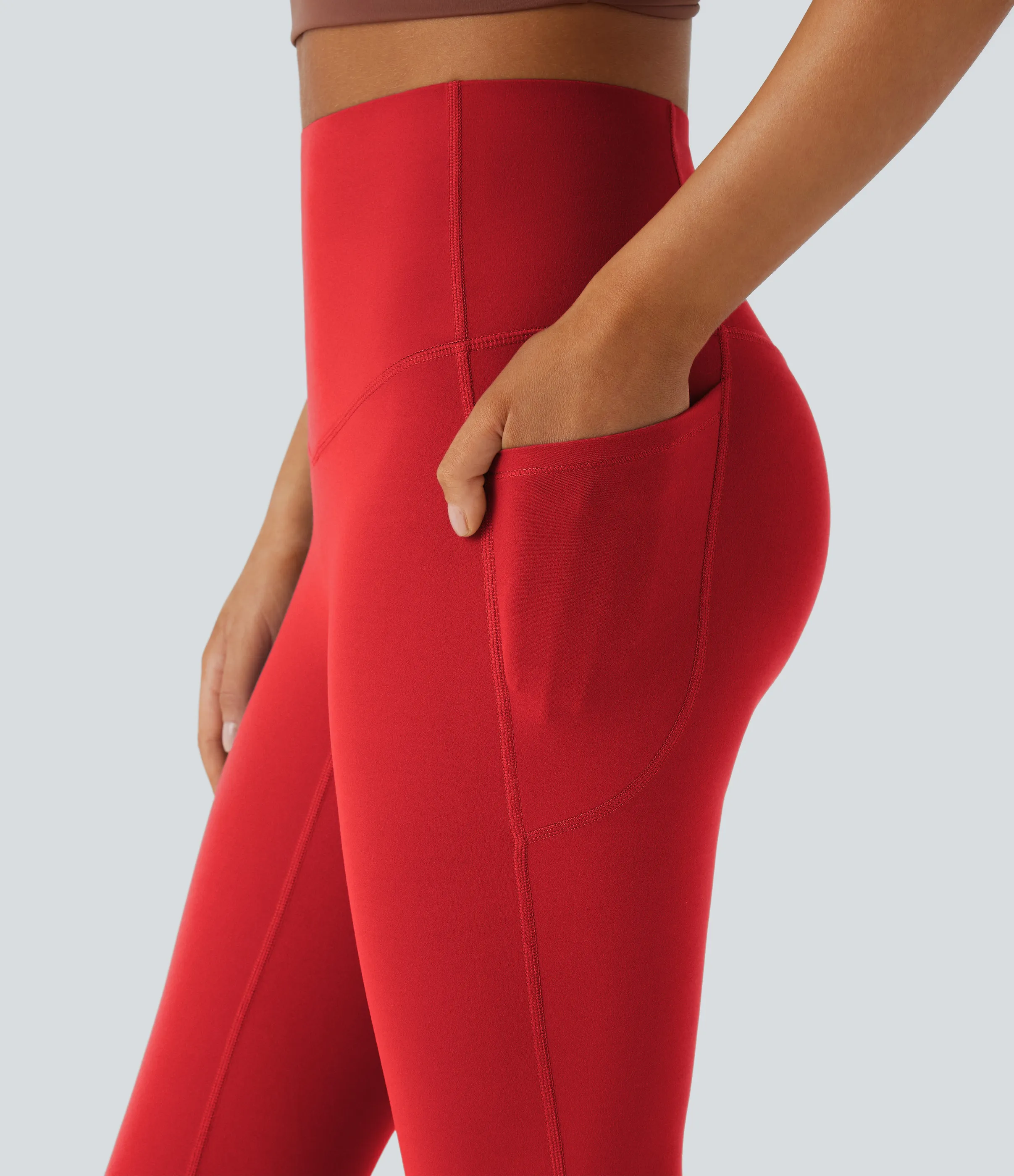 Halara Leggings SoCinched UltraSculpt yoga Bootcut tiro alto control abdomen bolsillo lateral moldeador - Aura Orange - S(regular) sold by Halara product image thumbnail 5