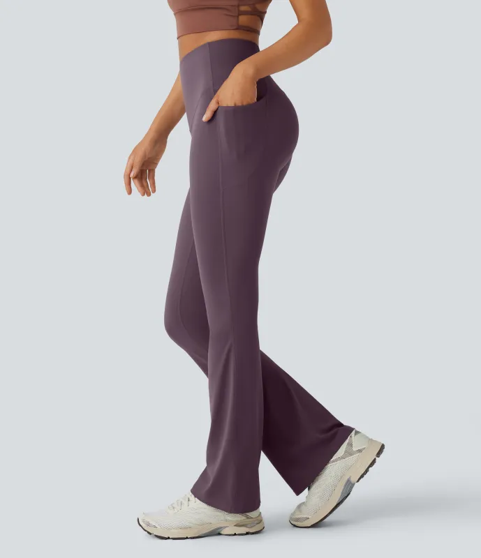 Halara Leggings SoCinched UltraSculpt yoga Bootcut tiro alto control abdomen bolsillo lateral moldeador - Night's Purple - S(ultratall) sold by Halara