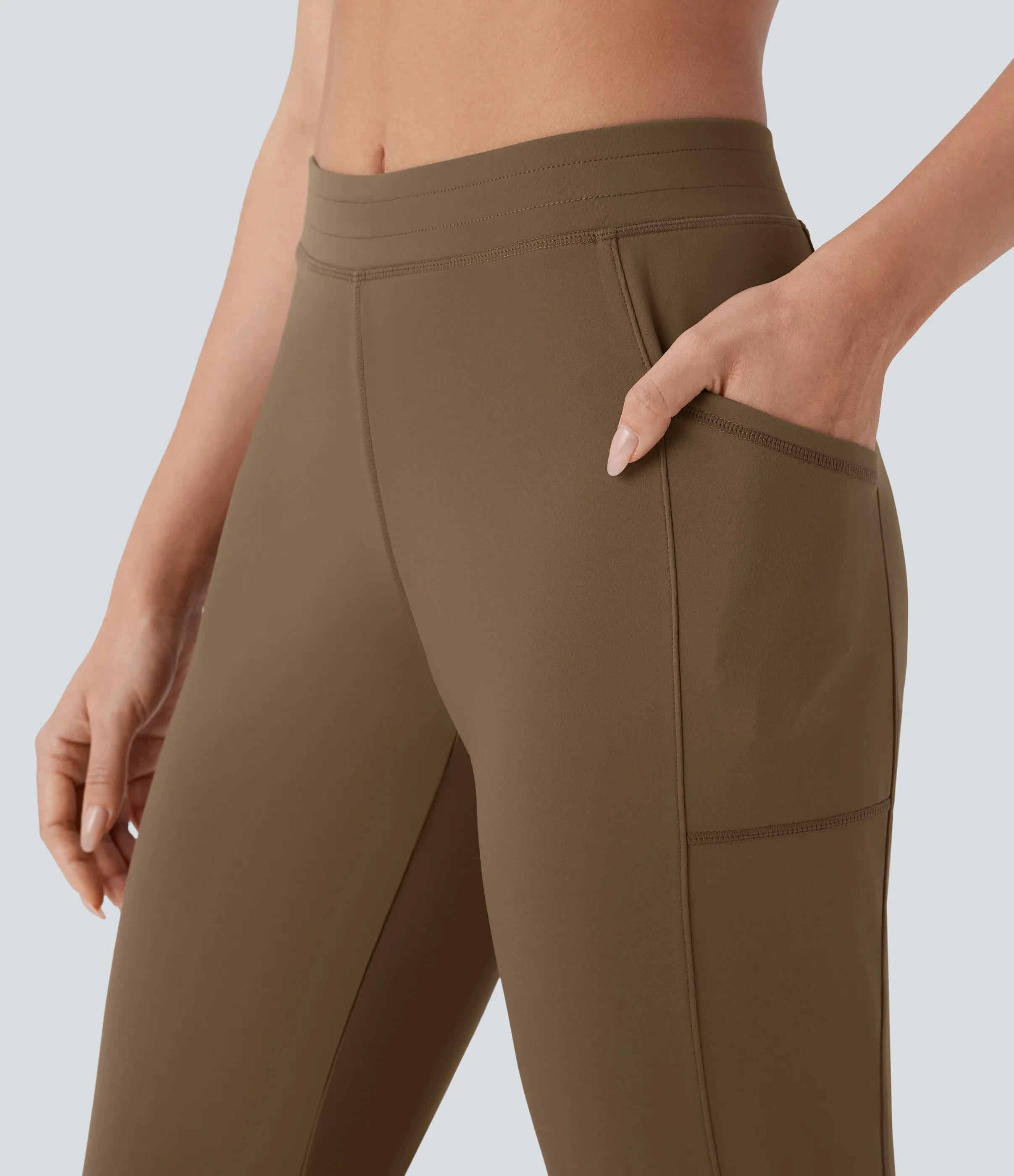 Halara Pantalón yoga ajustado bolsillo lateral tiro medio - Sepia - S(regular) sold by Halara product image thumbnail 5