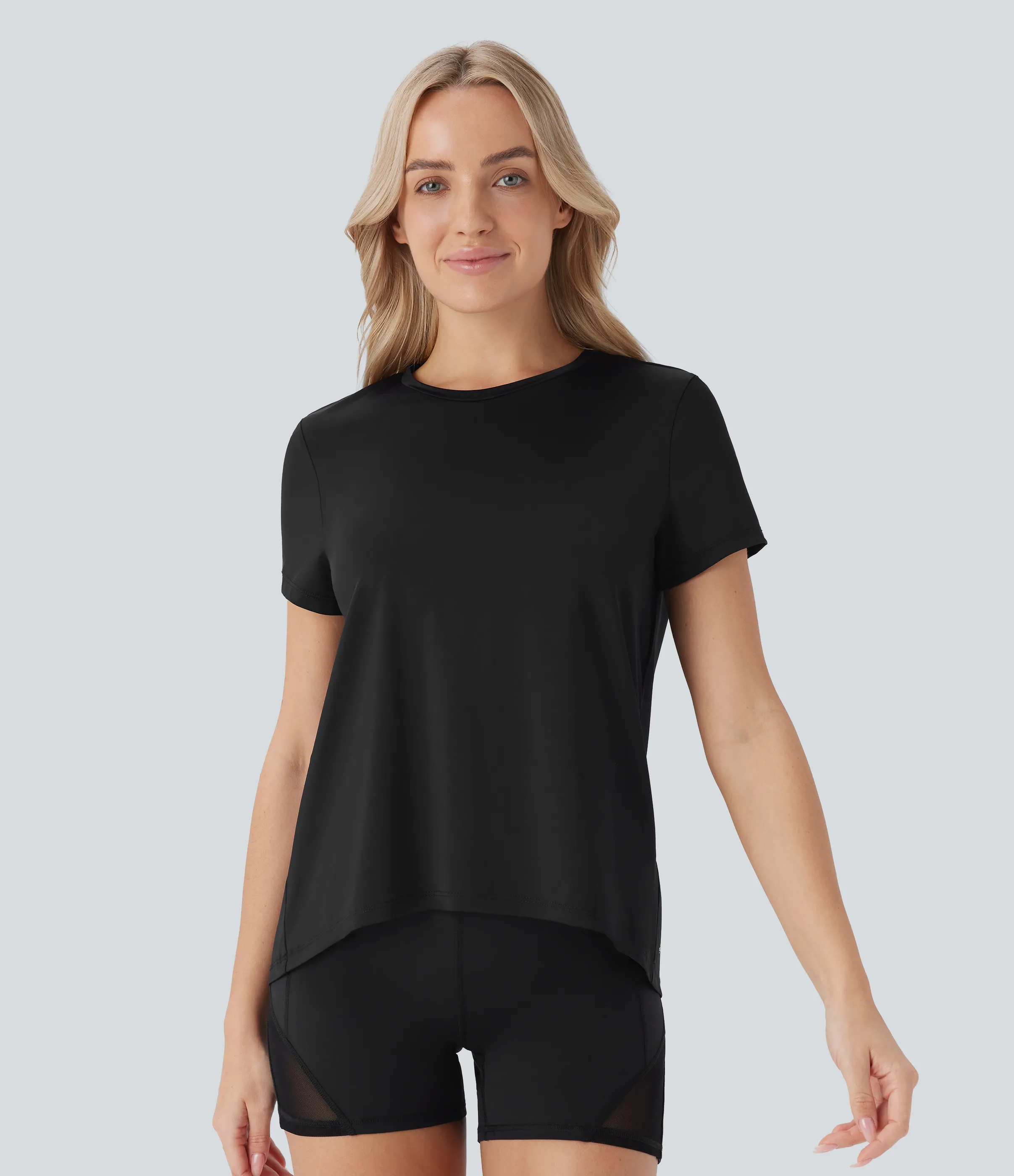 Halara Top deportivo yoga manga corta cuello redondo tiro alto - Black - XS sold by Halara product image thumbnail 2