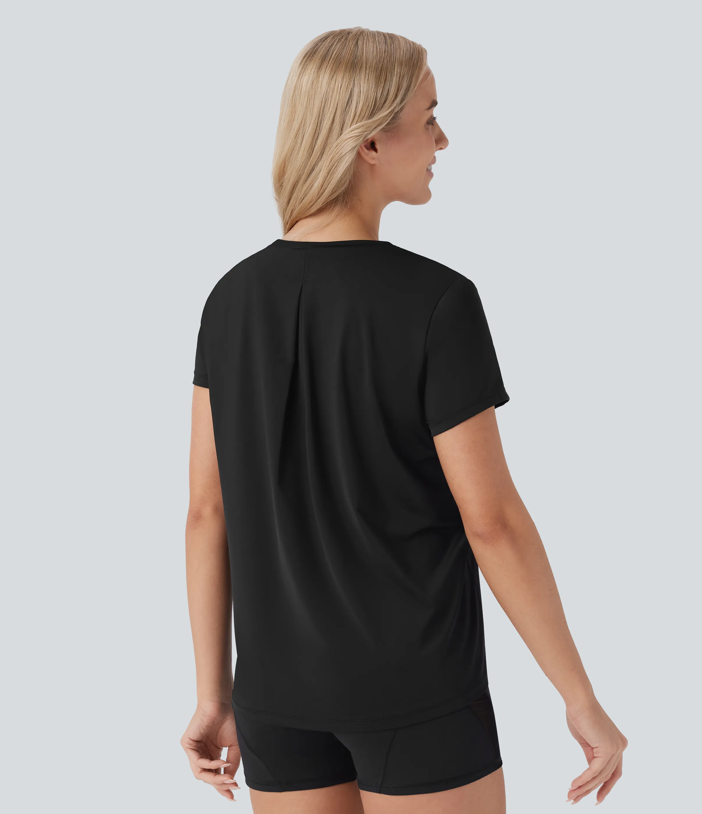 Halara Top deportivo yoga manga corta cuello redondo tiro alto - Black - XS sold by Halara product image thumbnail 3