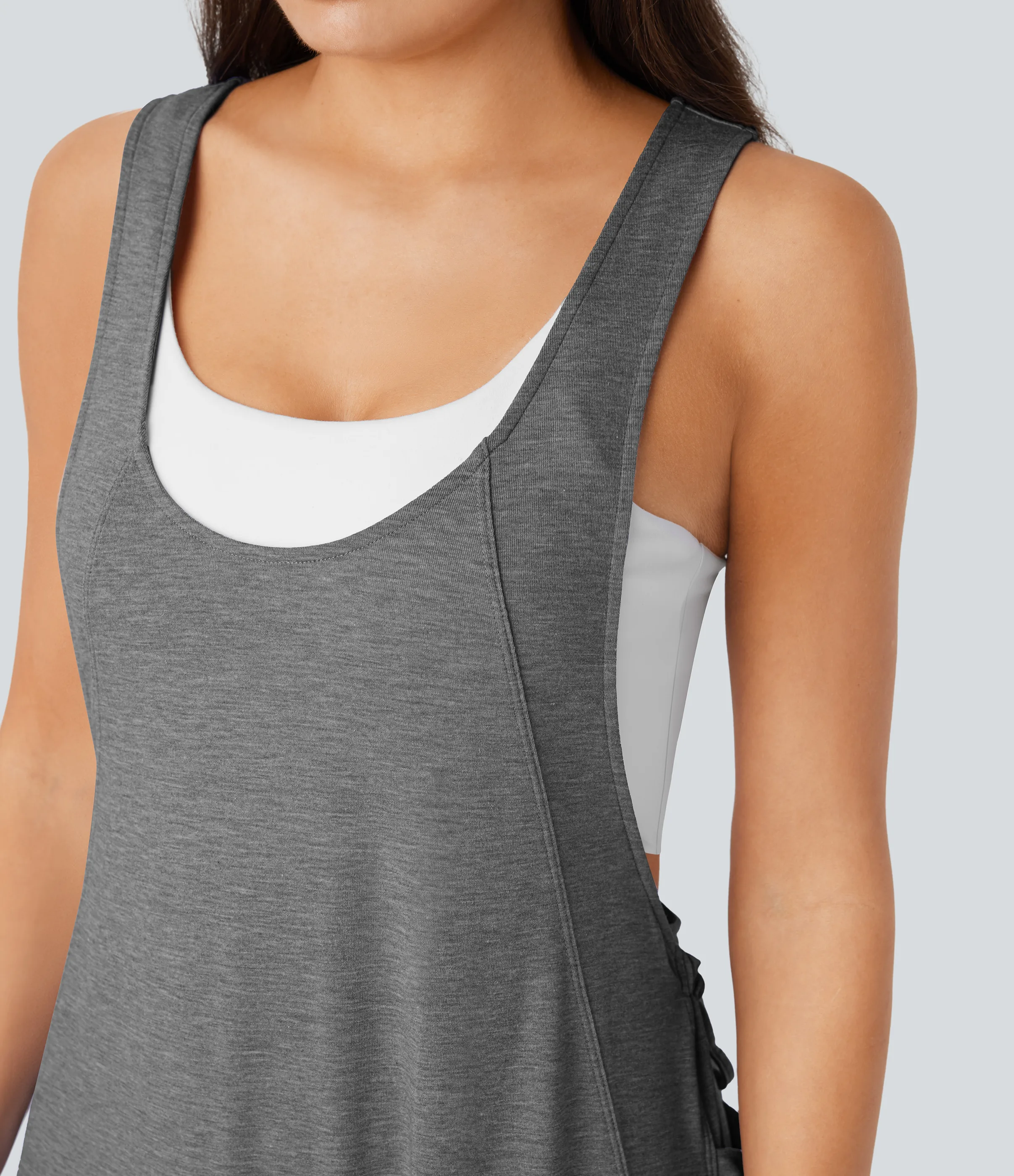 Halara Mono cuello U cordón múltiple bolsillo - Darl Gray Floral Yarn - L(regular) sold by Halara product image thumbnail 5