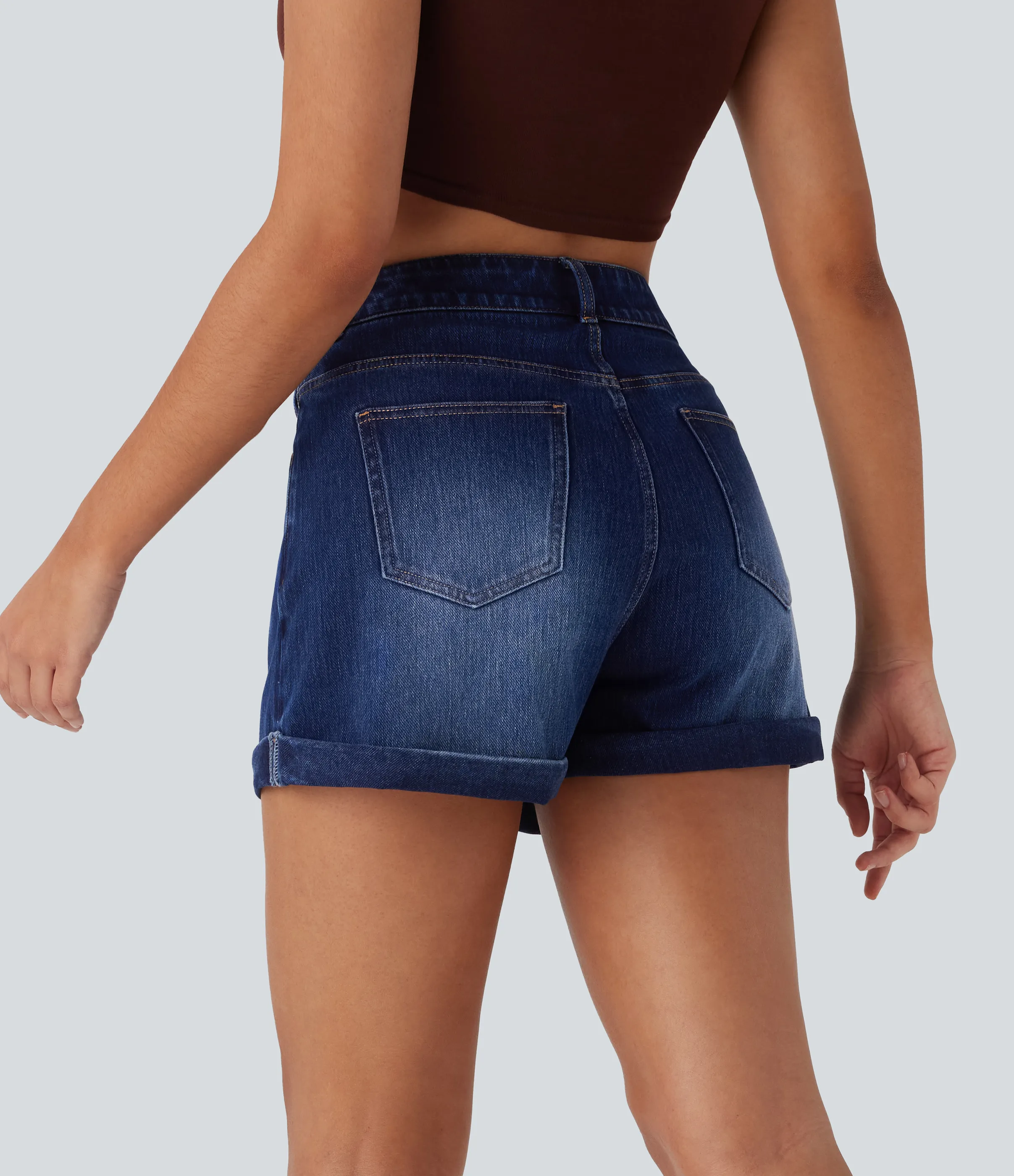 Halara Pantalón corto Halara Flex™ Denim mezclilla elástico cremallera botón tiro medio 7.5cm - Estate Blue Denim - L(regular) sold by Halara product image thumbnail 3