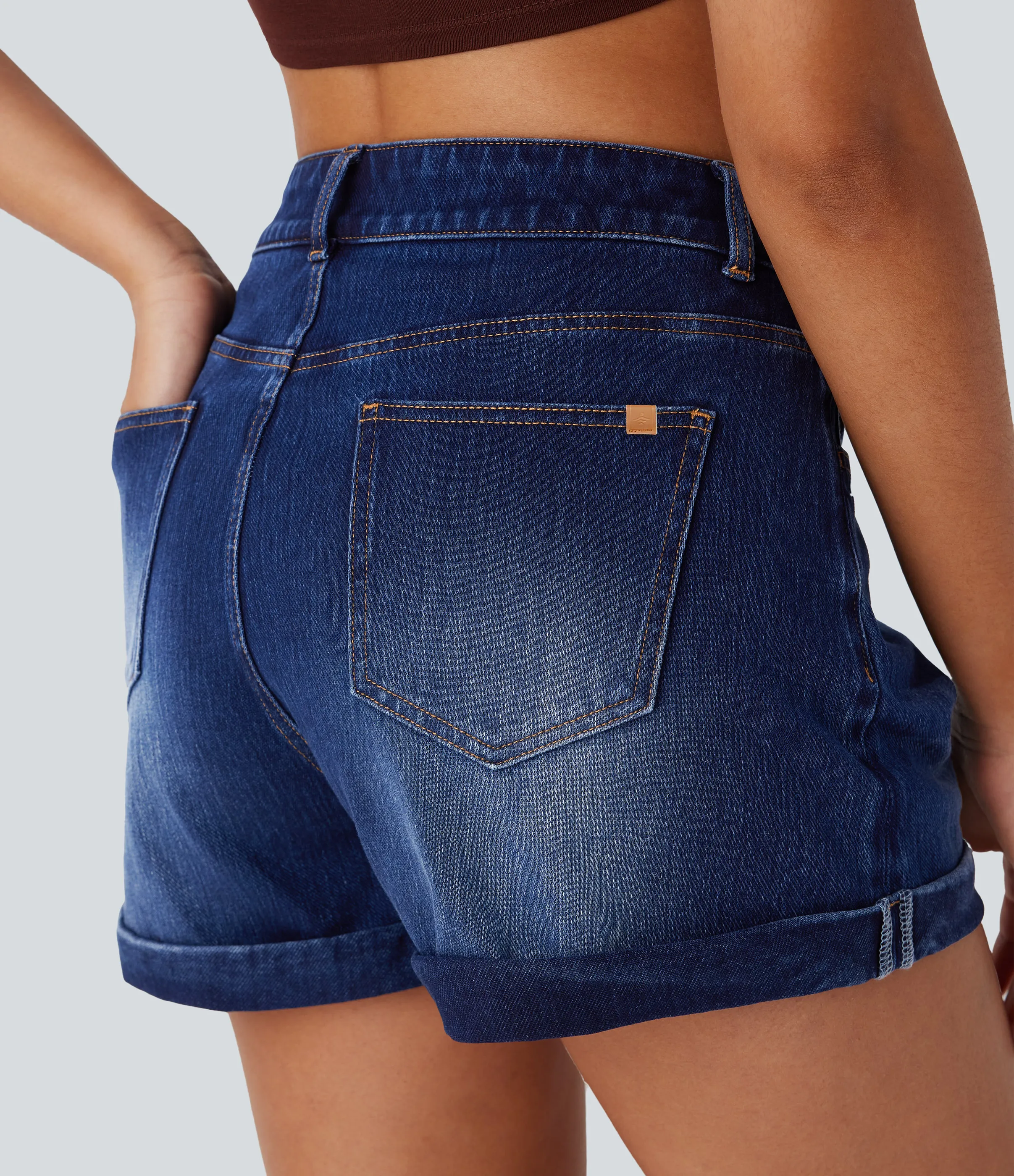 Halara Pantalón corto Halara Flex™ Denim mezclilla elástico cremallera botón tiro medio 7.5cm - Estate Blue Denim - L(regular) sold by Halara product image thumbnail 5