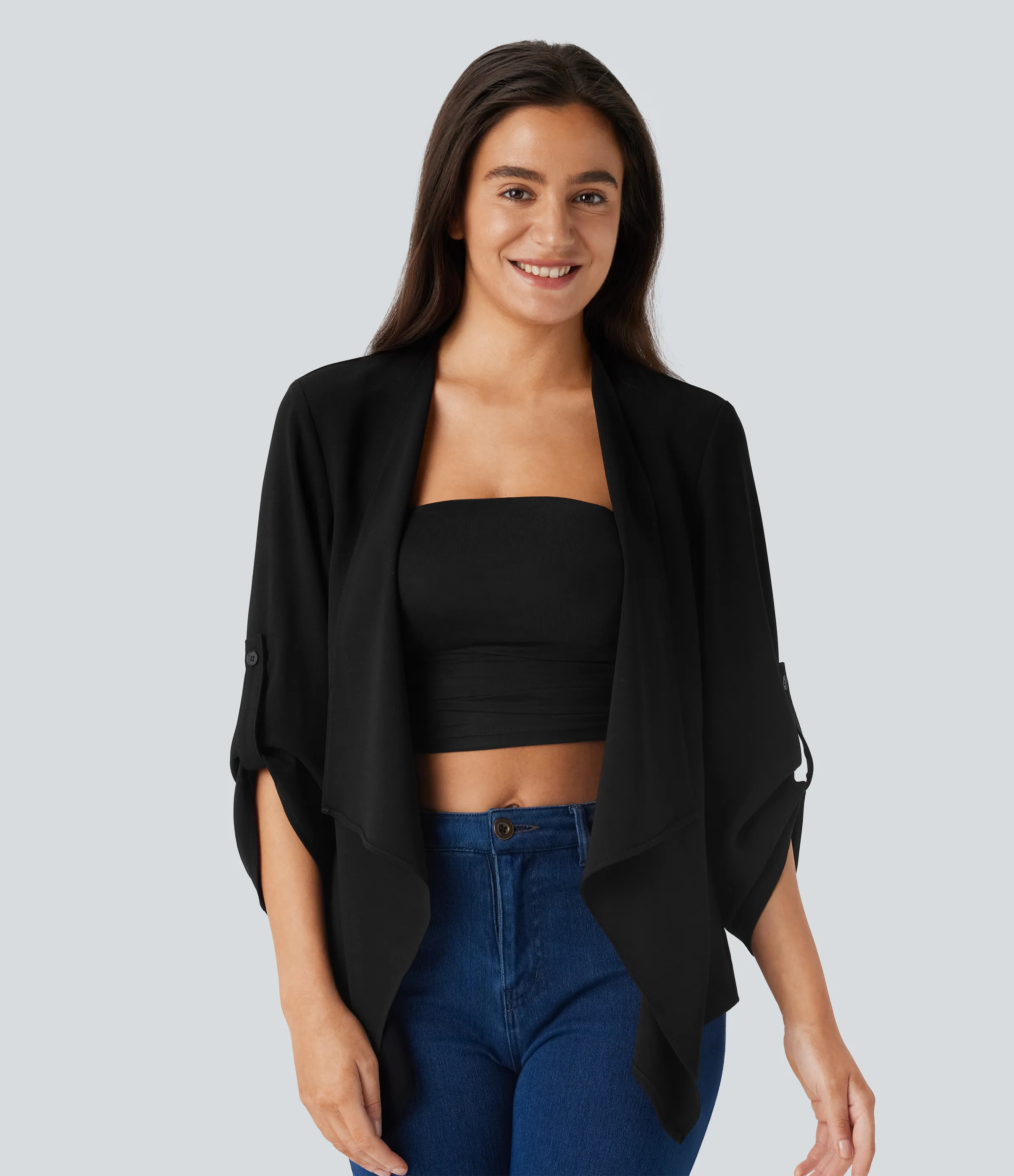 Halara Chaqueta manga enrollable cascada - Black - XS sold by Halara product image thumbnail 2