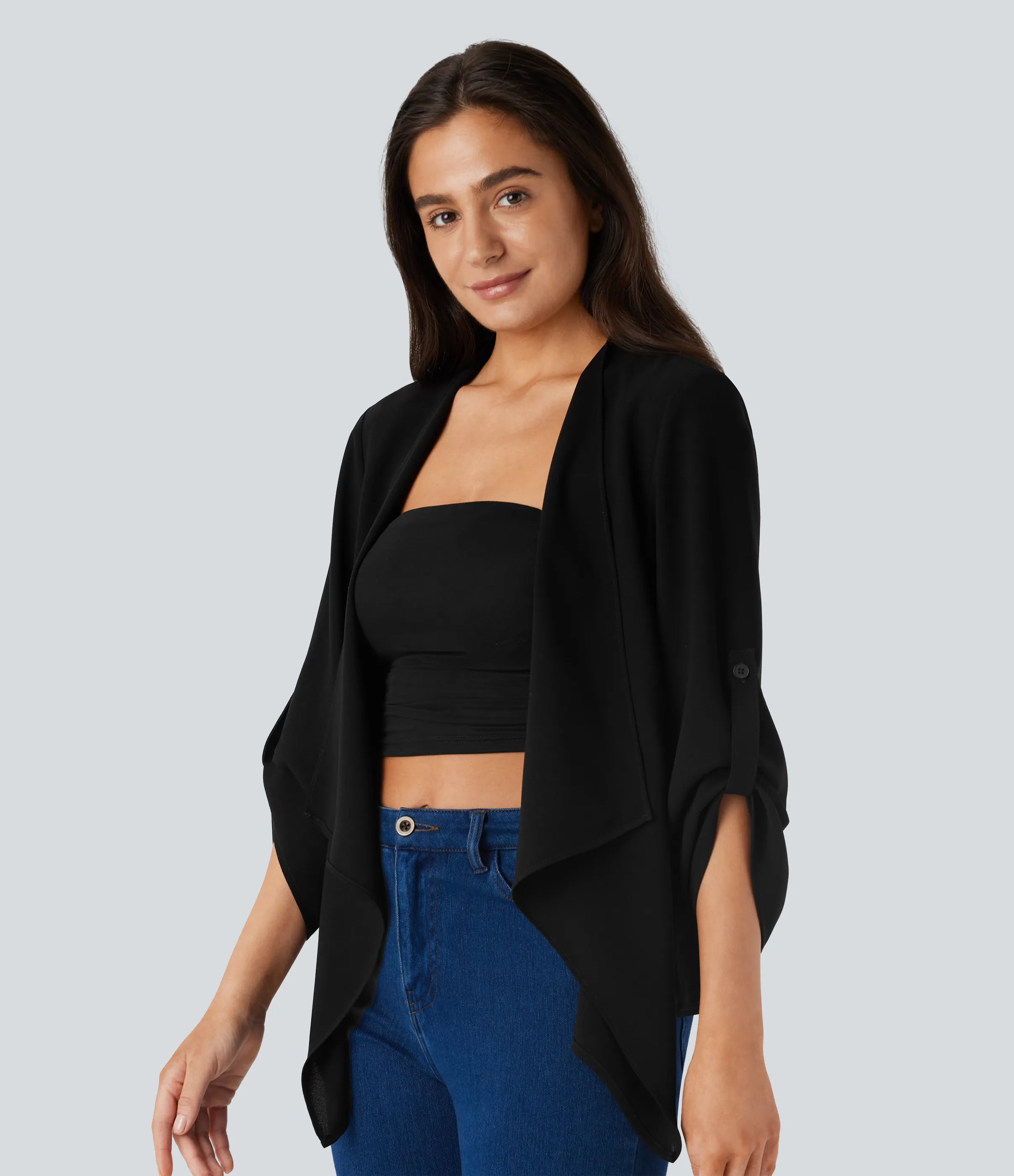 Halara Chaqueta manga enrollable cascada - Black - XS sold by Halara product image thumbnail 4