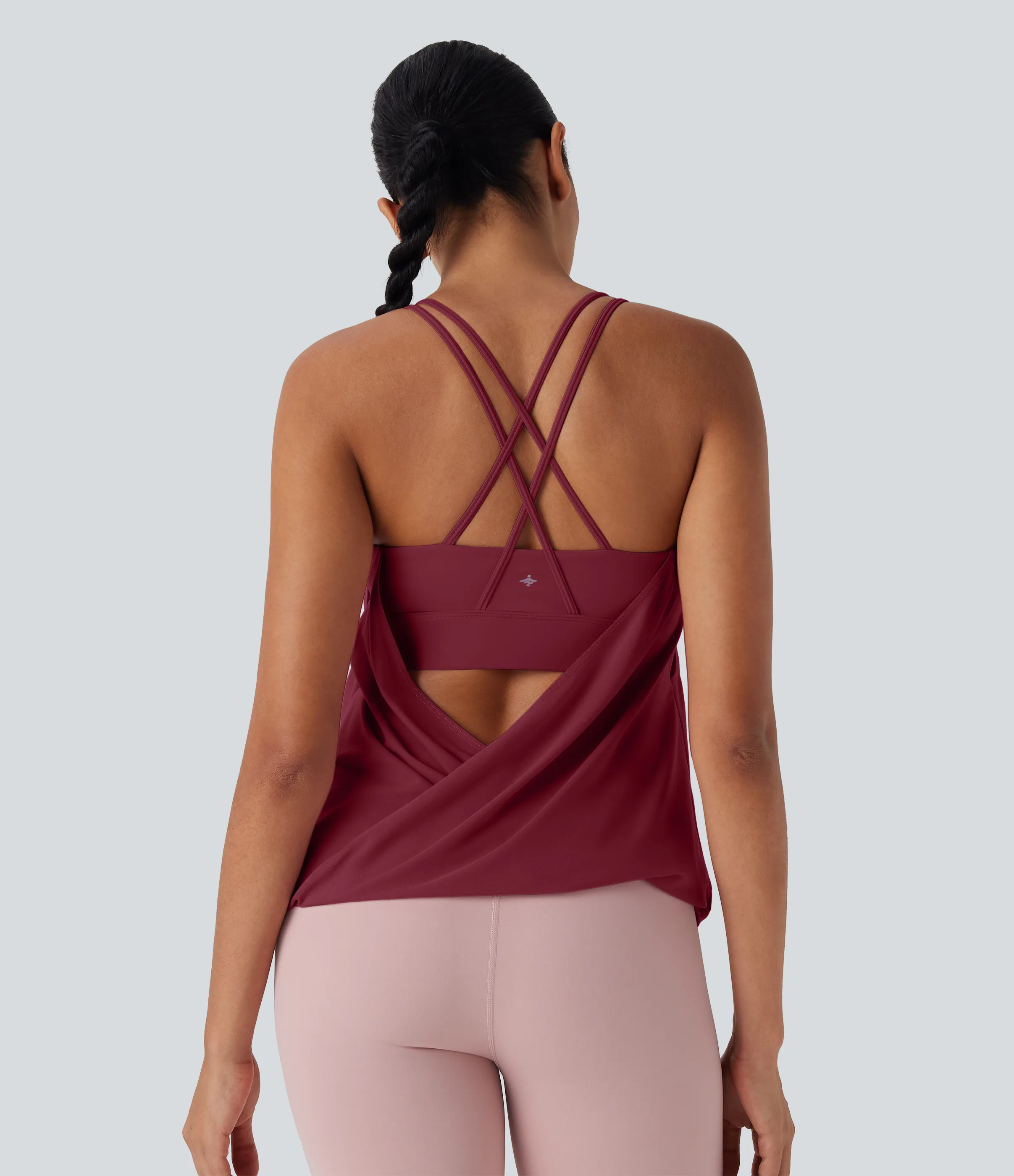 Halara Top yoga secado rápido tirante doble plisado cruzado espalda - Tibetan Red - XS sold by Halara product image thumbnail 5