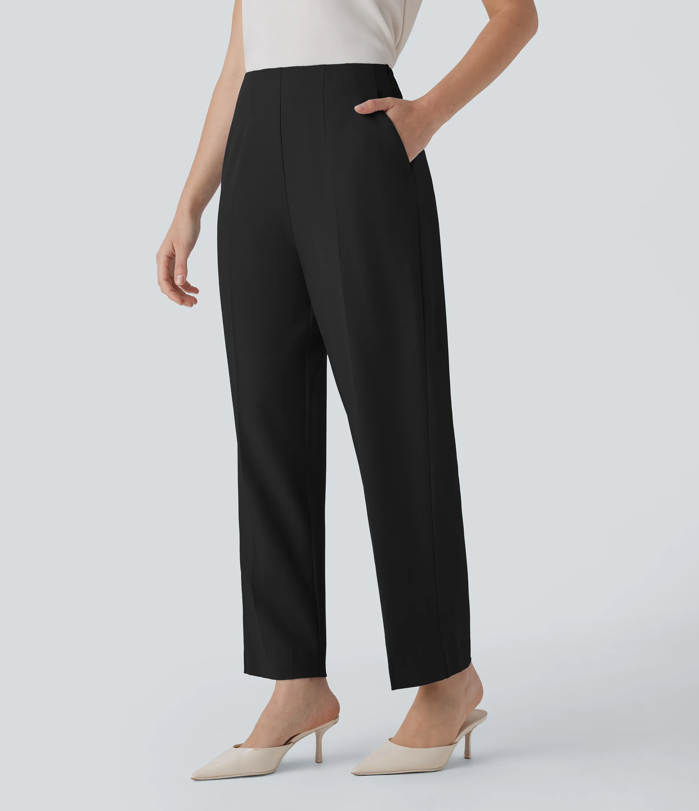 Halara Pantalón oficina ajustado bolsillo lateral cremallera invisible - Black - XS(regular) sold by Halara product image thumbnail 4